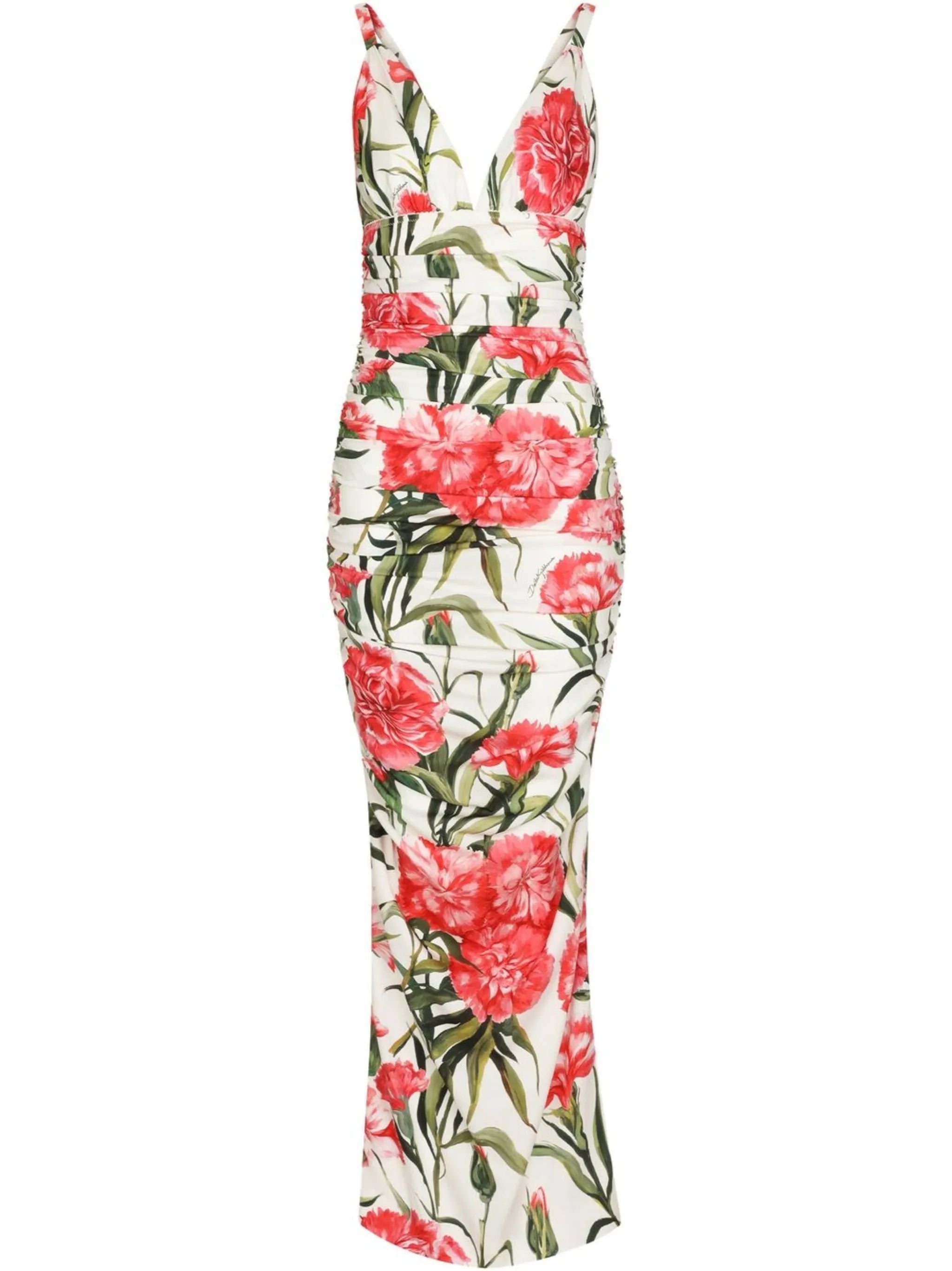 floral-print V-neck dress