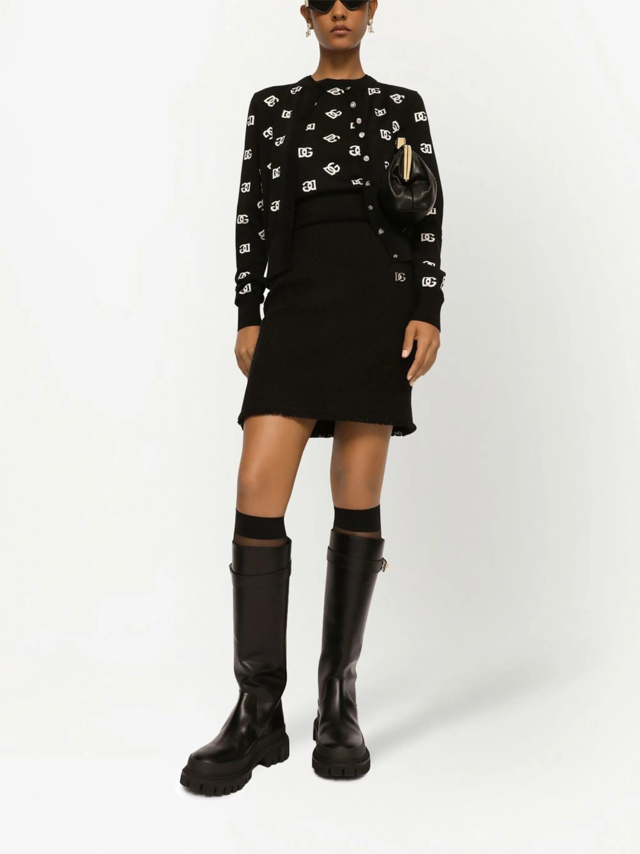 DG-logo wool-silk cardigan