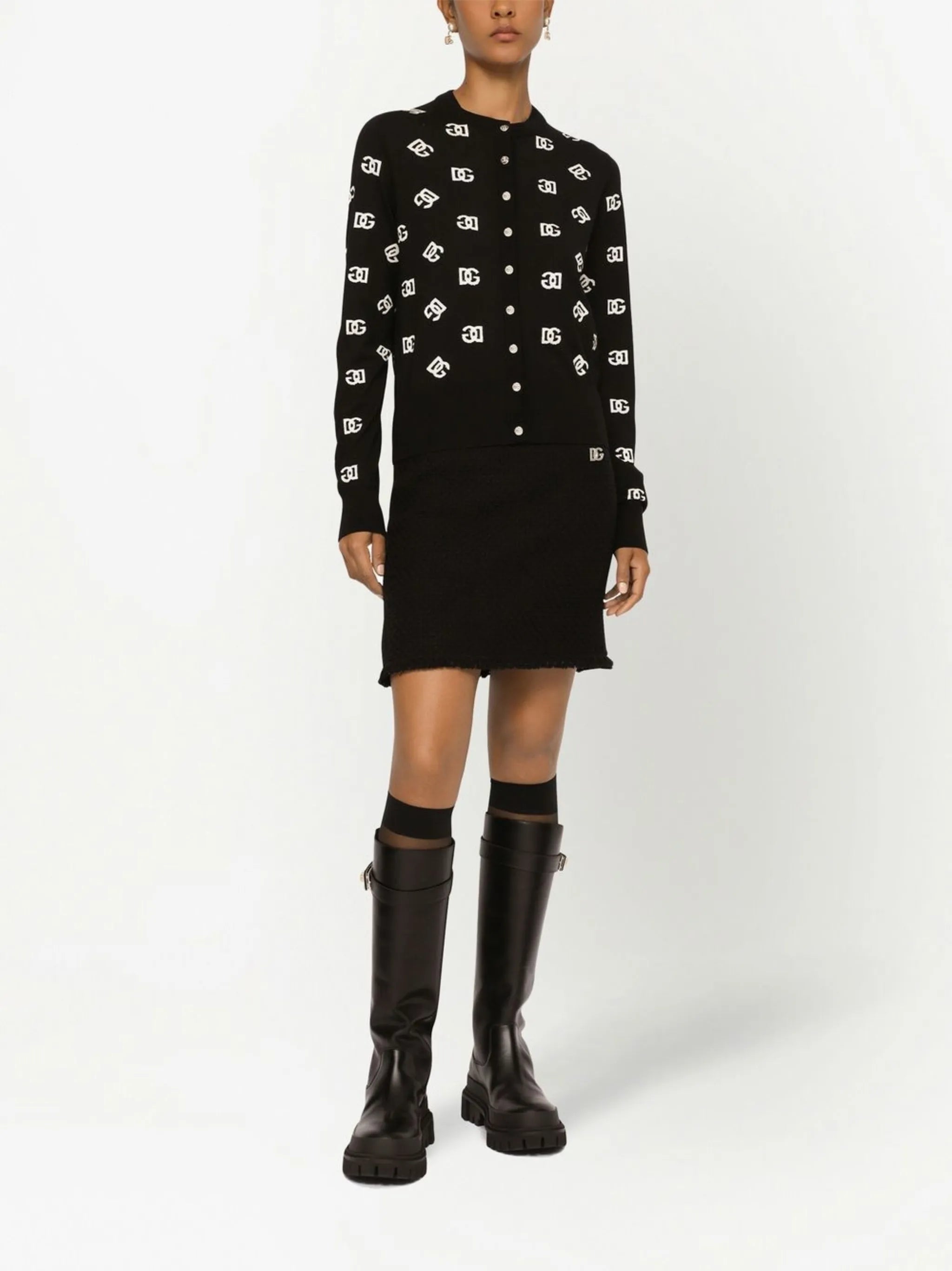 DG-logo wool-silk cardigan