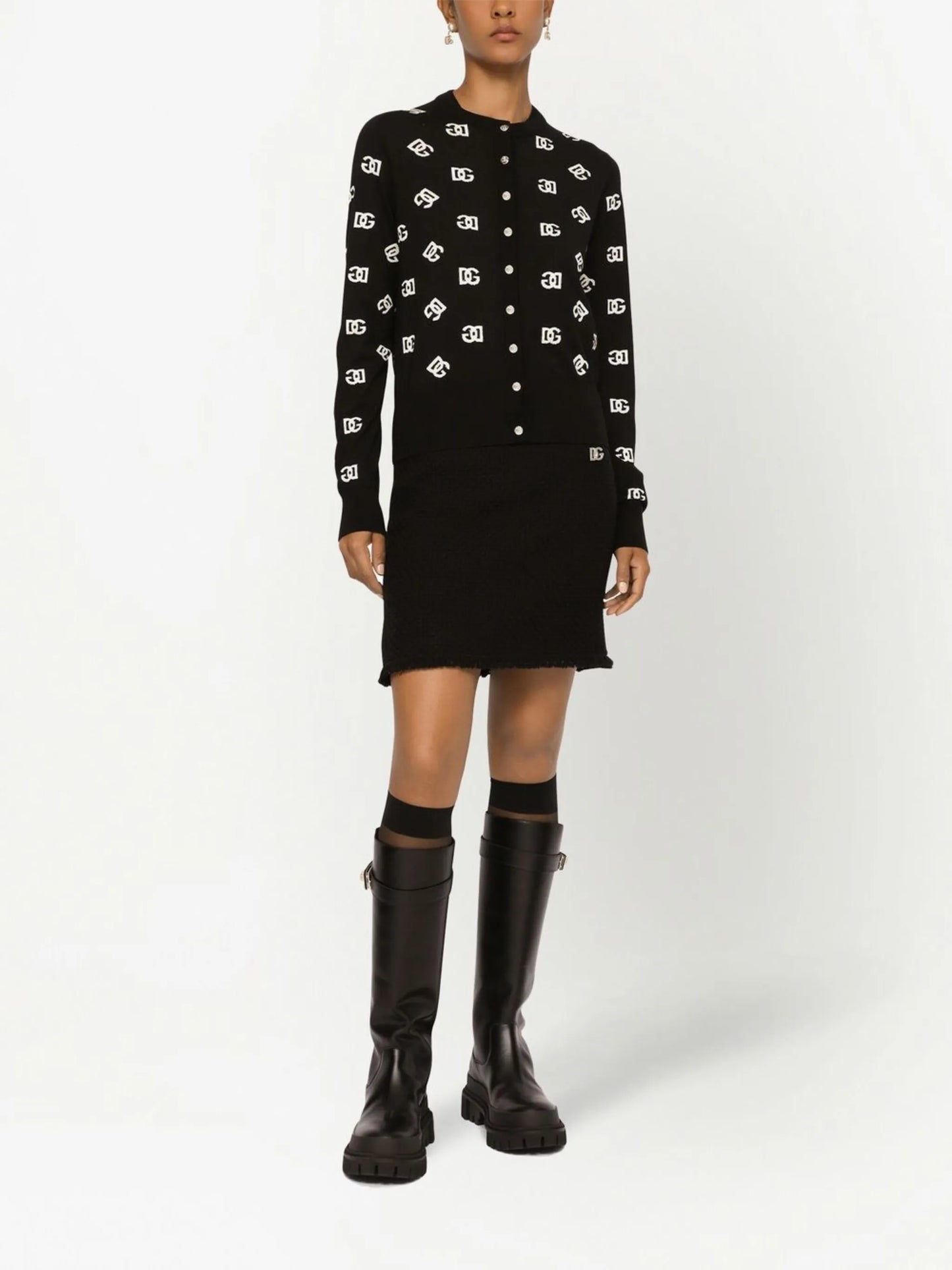 DG-logo wool-silk cardigan
