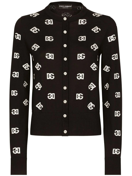 DG-logo wool-silk cardigan