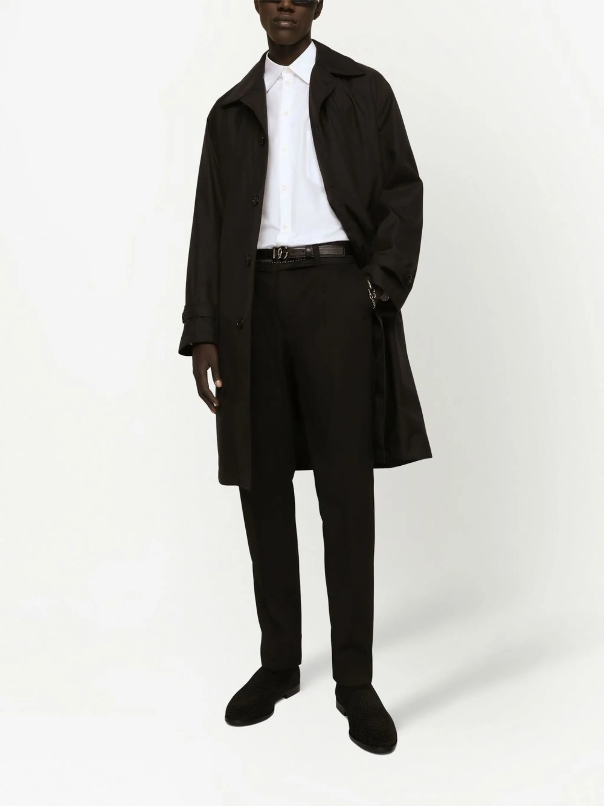 logo-tag single-breasted trench coat