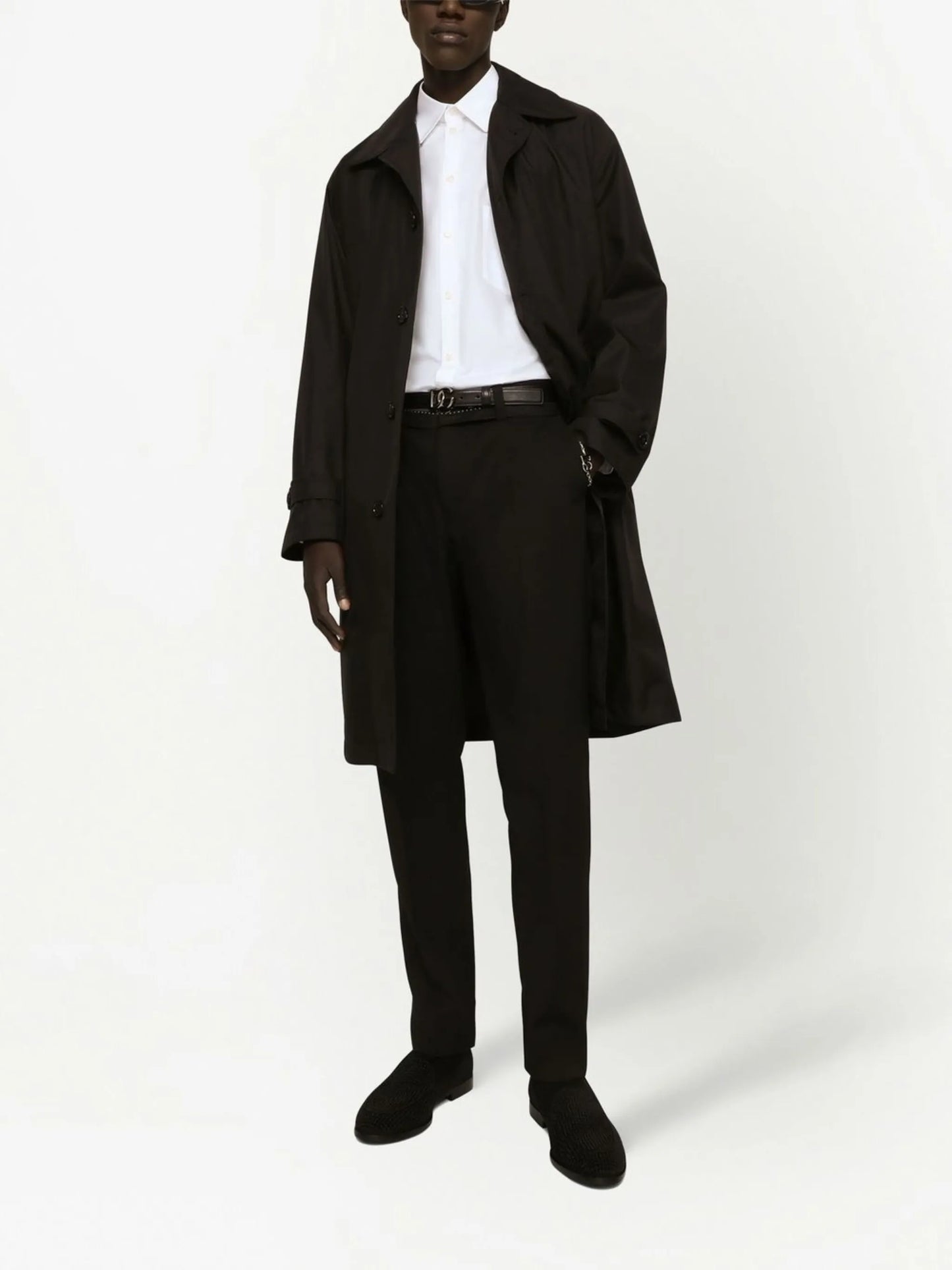 logo-tag single-breasted trench coat