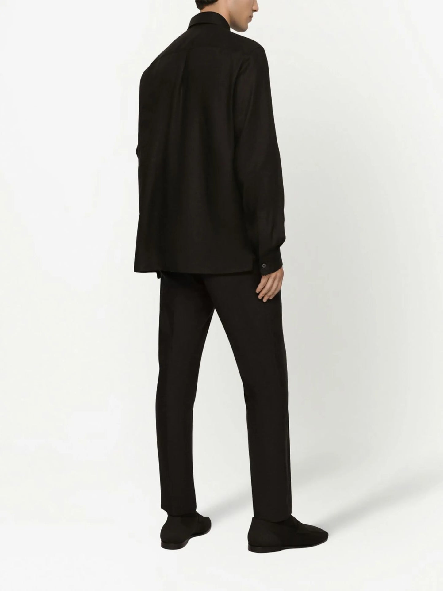 logo-tag linen shirt