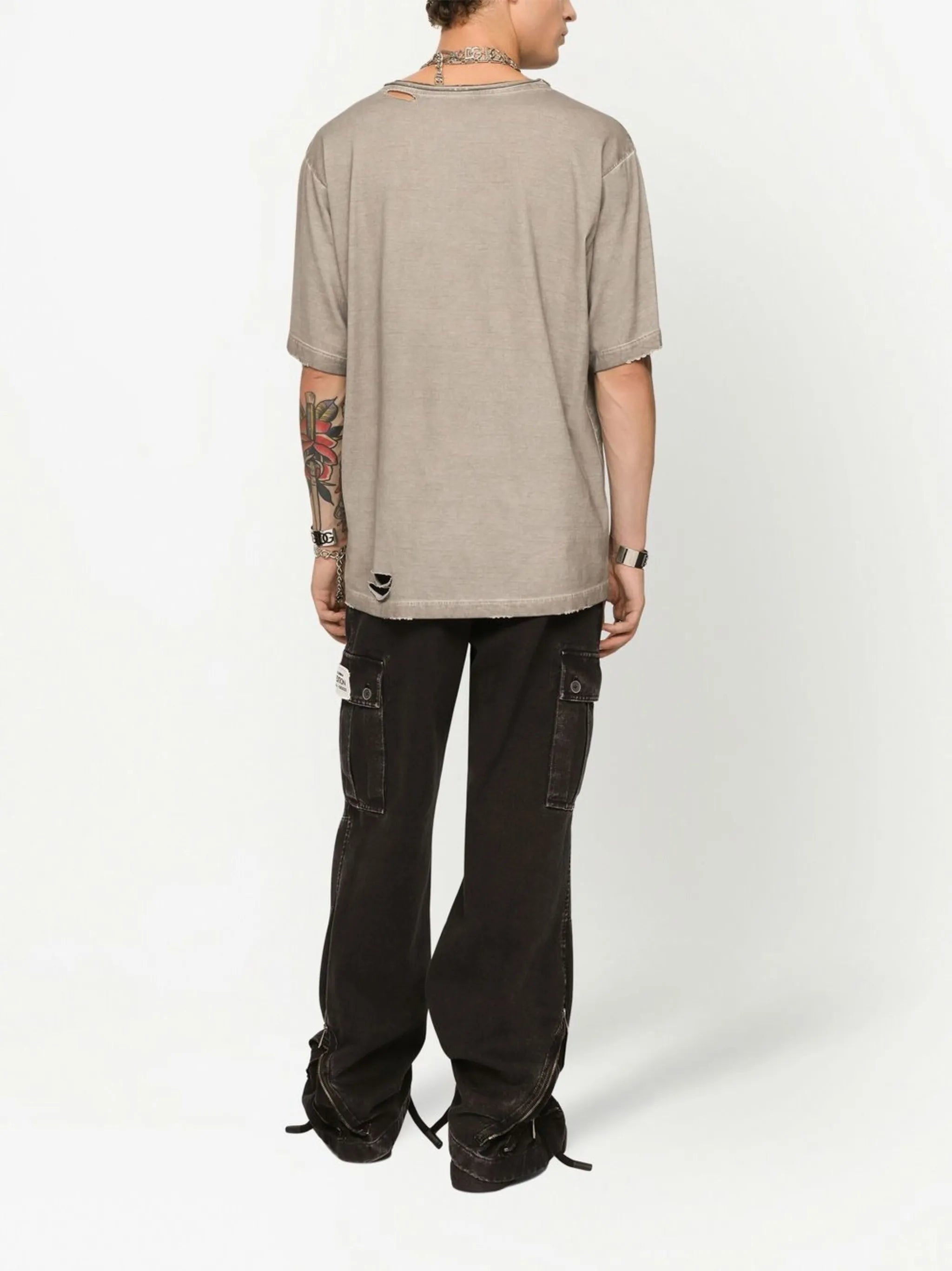 ripped-detail logo-print T-shirt