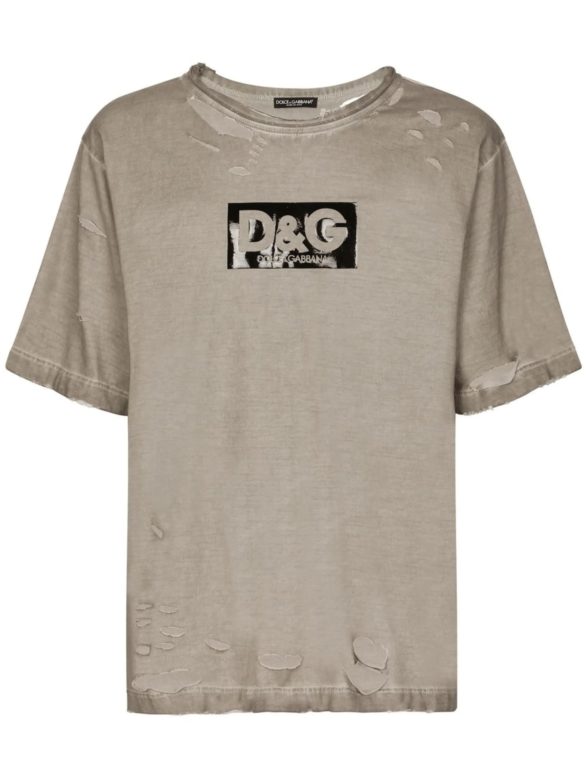 ripped-detail logo-print T-shirt