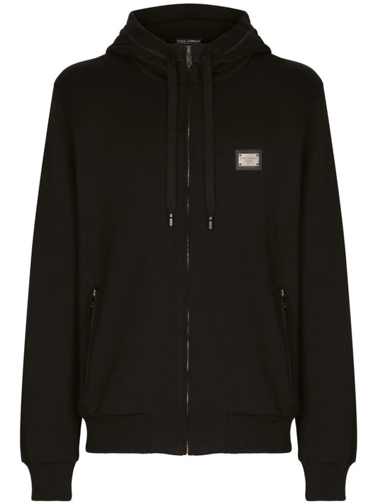 logo-tag zip-up hoodie
