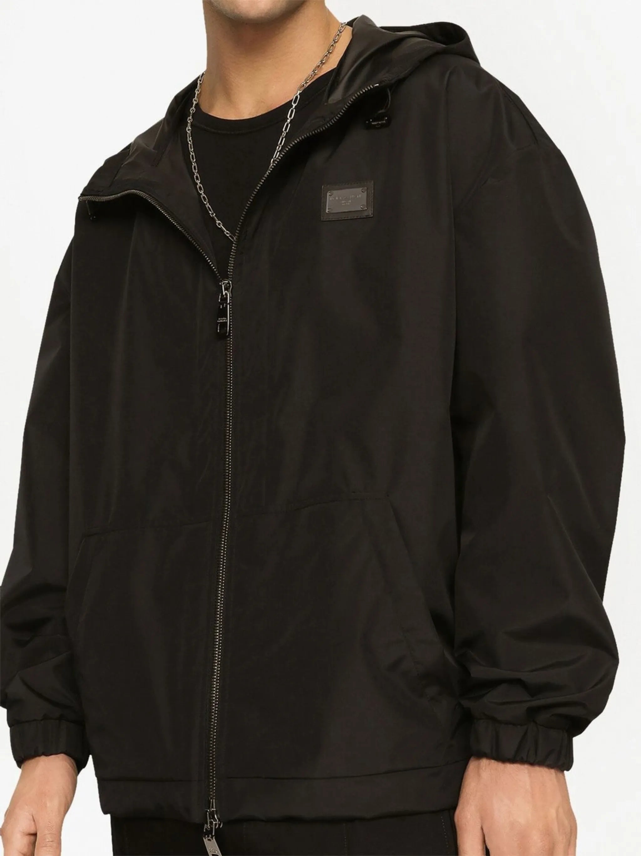 logo-tag hooded jacket