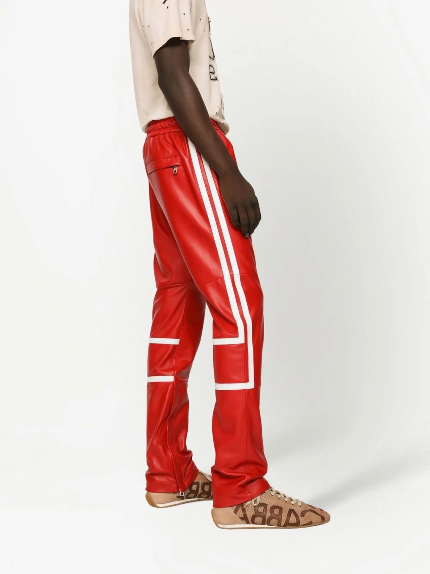 stripe-detail elasticated-waistband trousers