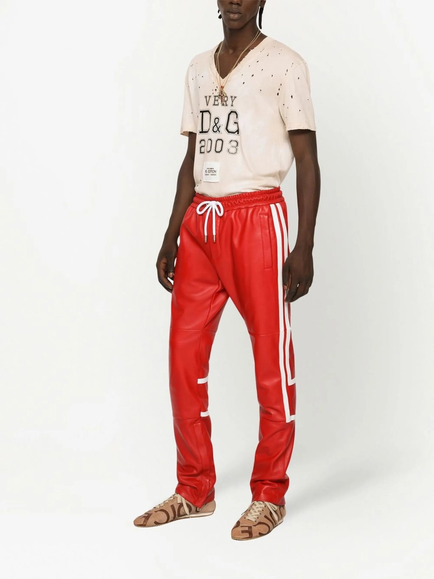 stripe-detail elasticated-waistband trousers