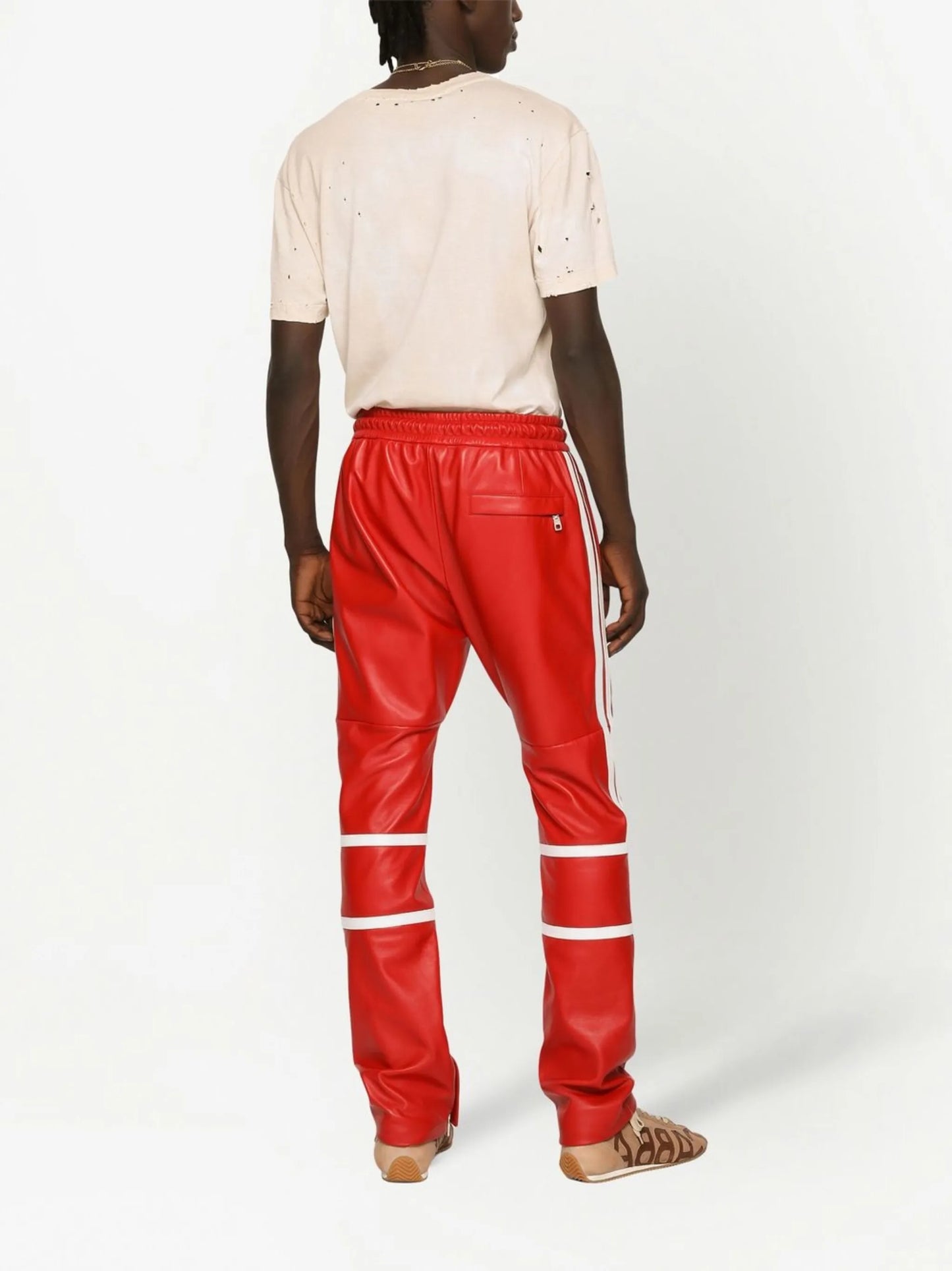 stripe-detail elasticated-waistband trousers