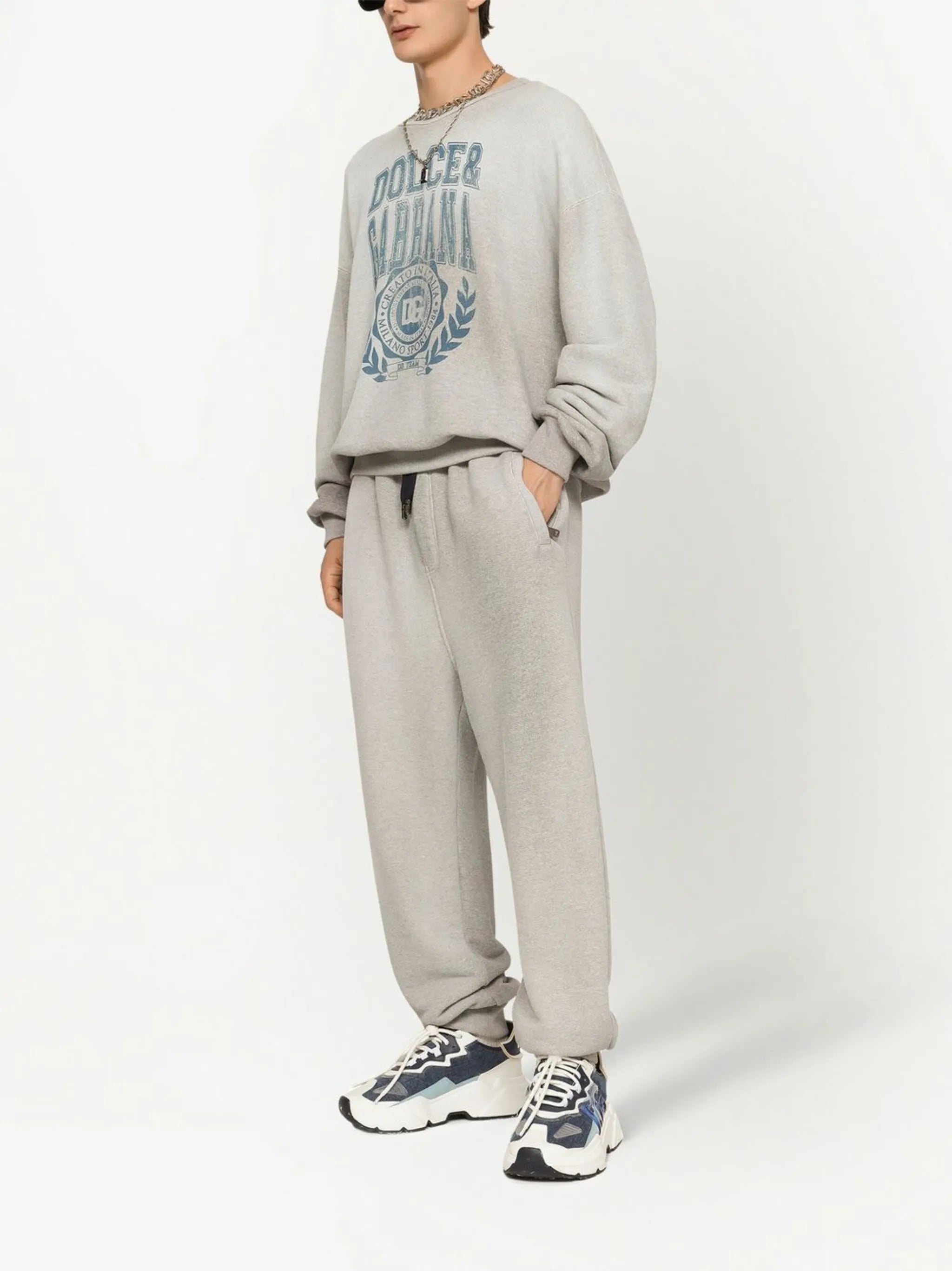 crest-print track pants