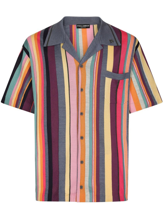 stripe-print silk shirt