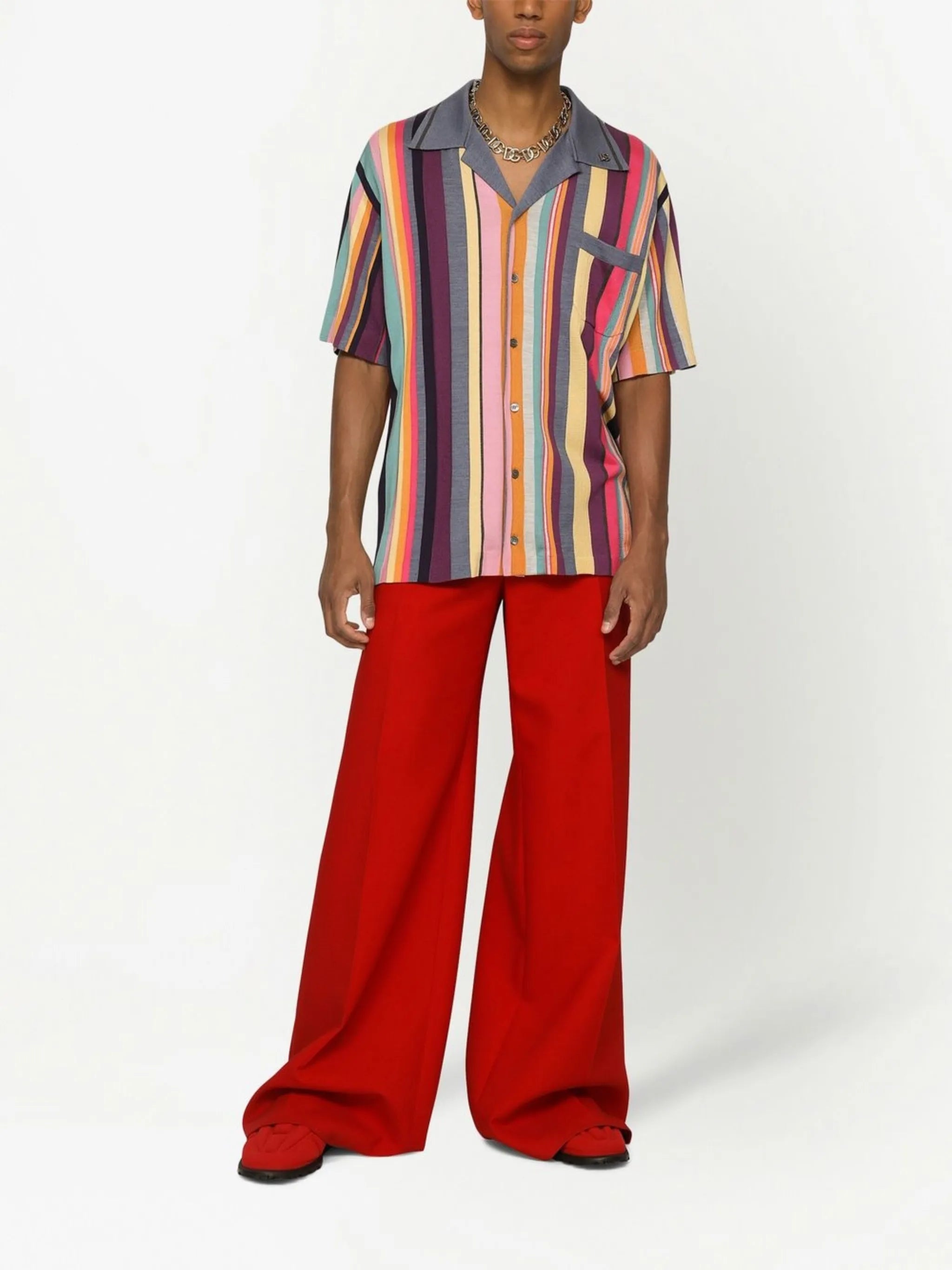 stripe-print silk shirt