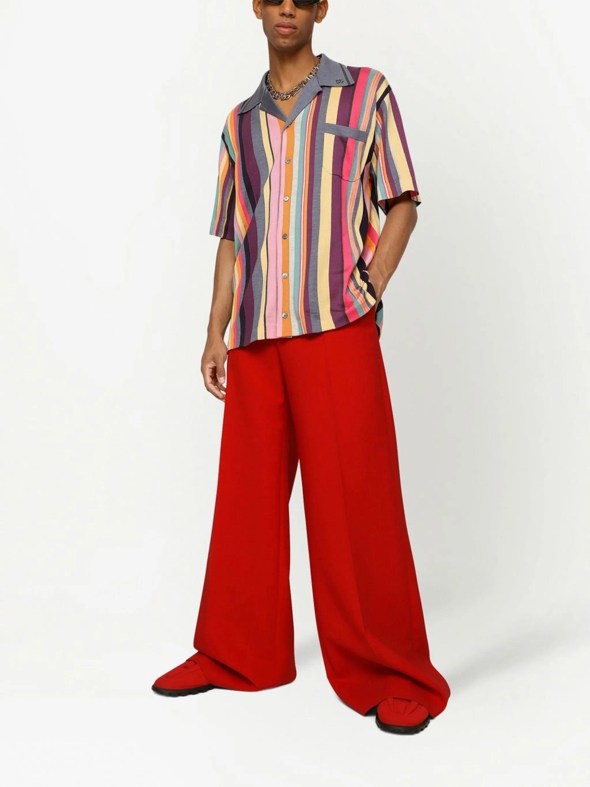 stripe-print silk shirt