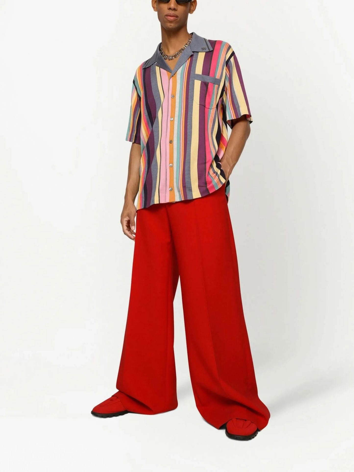 stripe-print silk shirt
