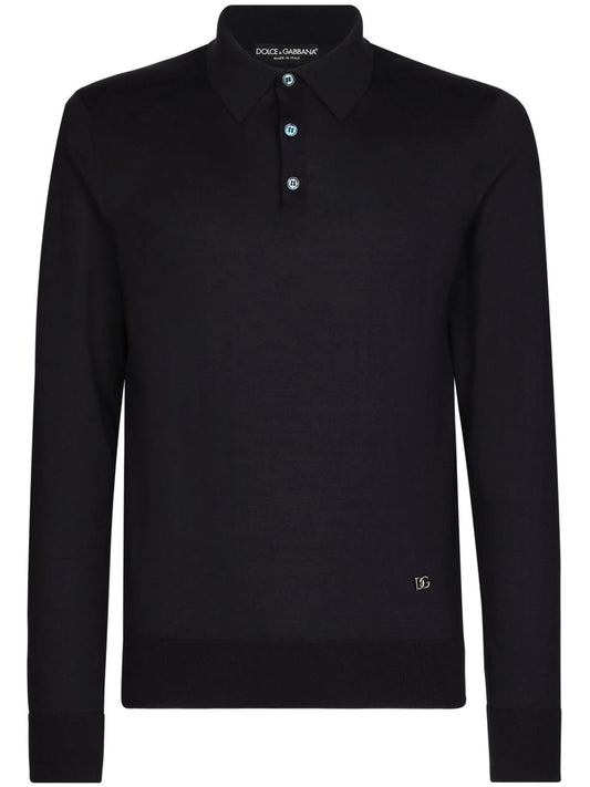 logo-tag silk-cotton polo shirt