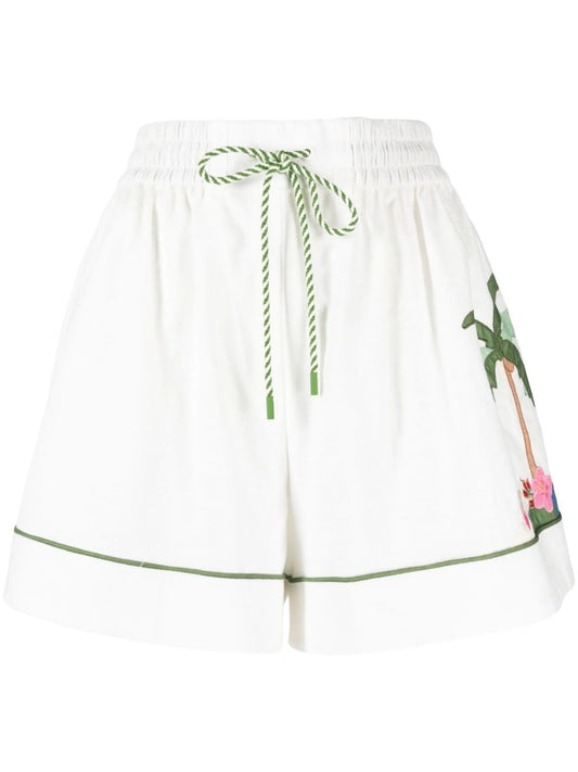 Clover appliqué cotton shorts