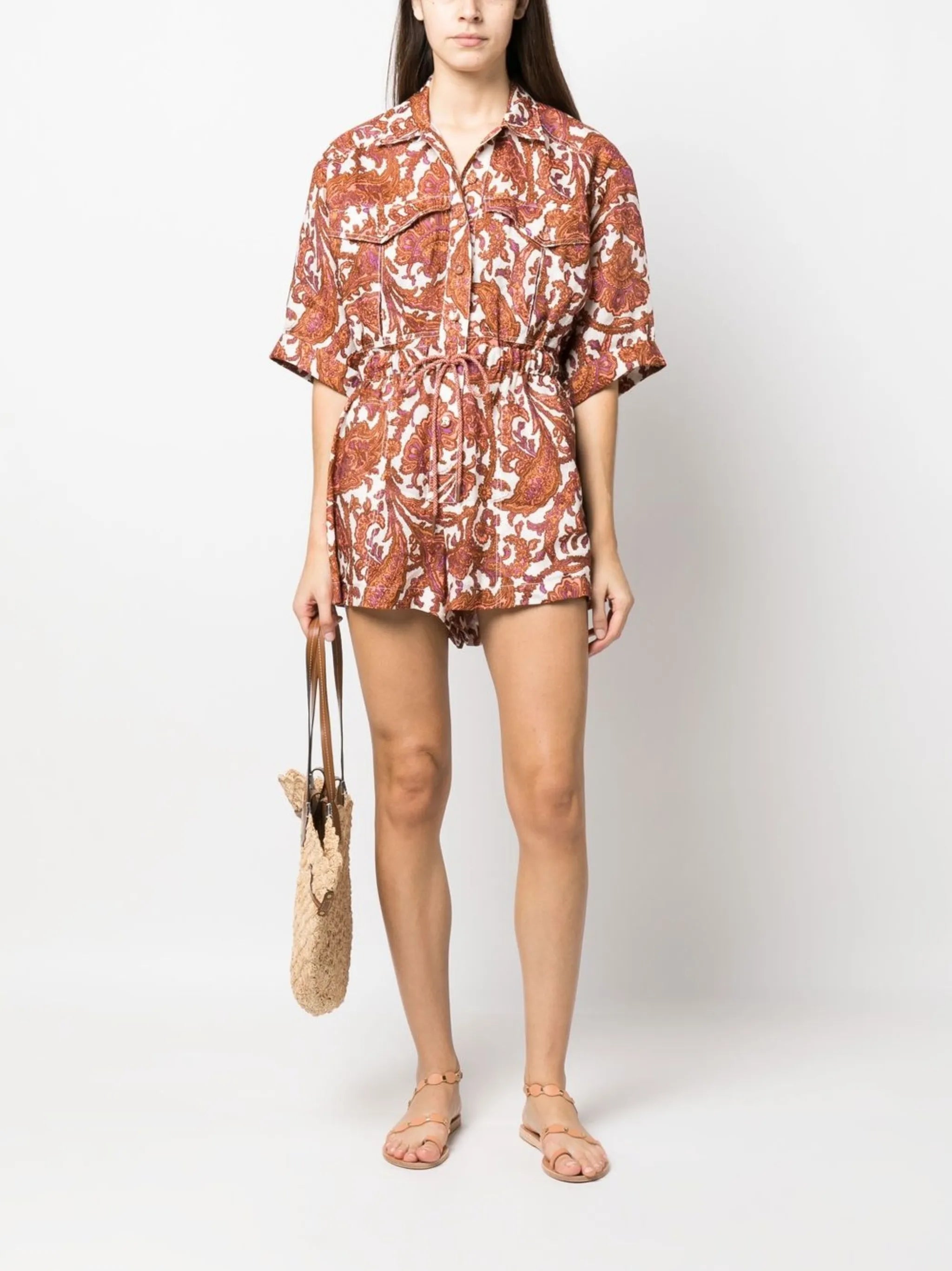 floral-print short-sleeve playsuit