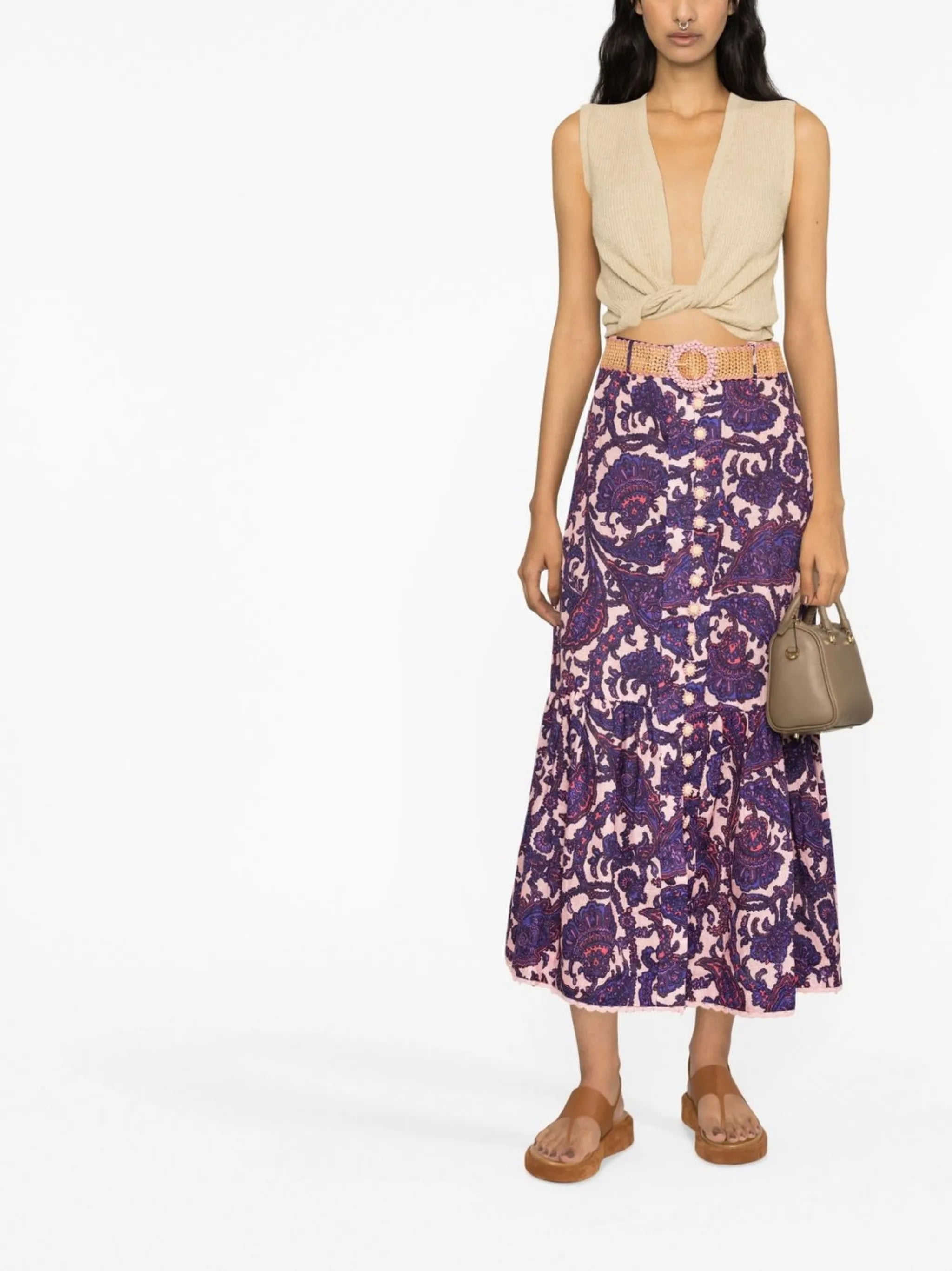 Tiggy paisley-print midi skirt