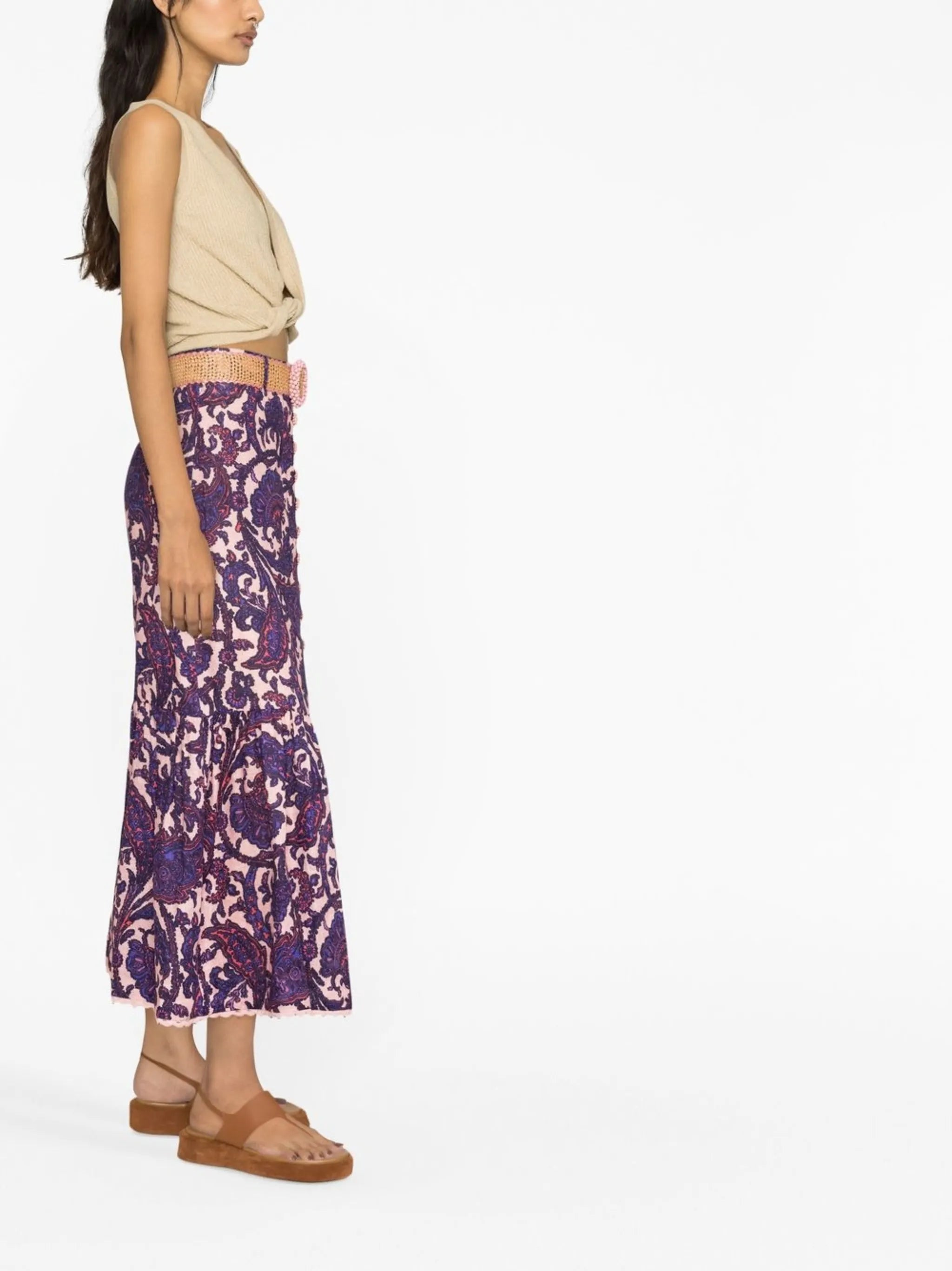 Tiggy paisley-print midi skirt