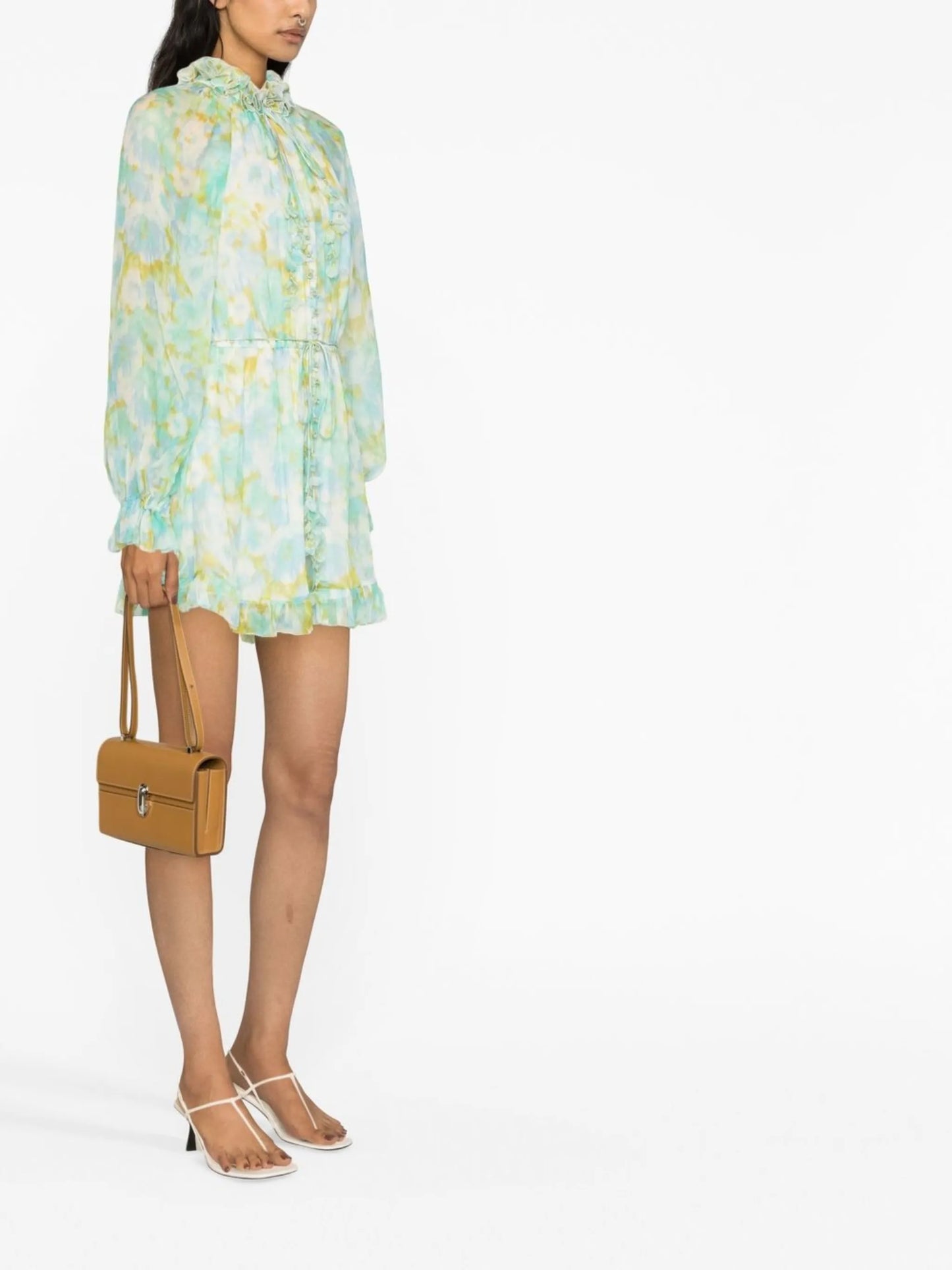 abstract-print silk playsuit