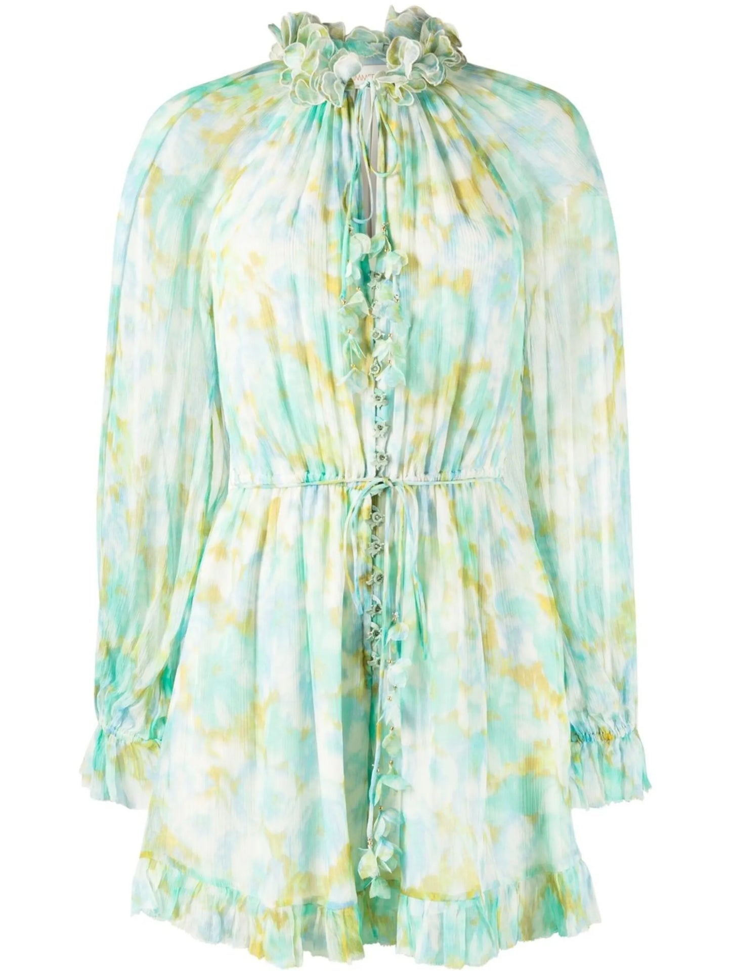 abstract-print silk playsuit