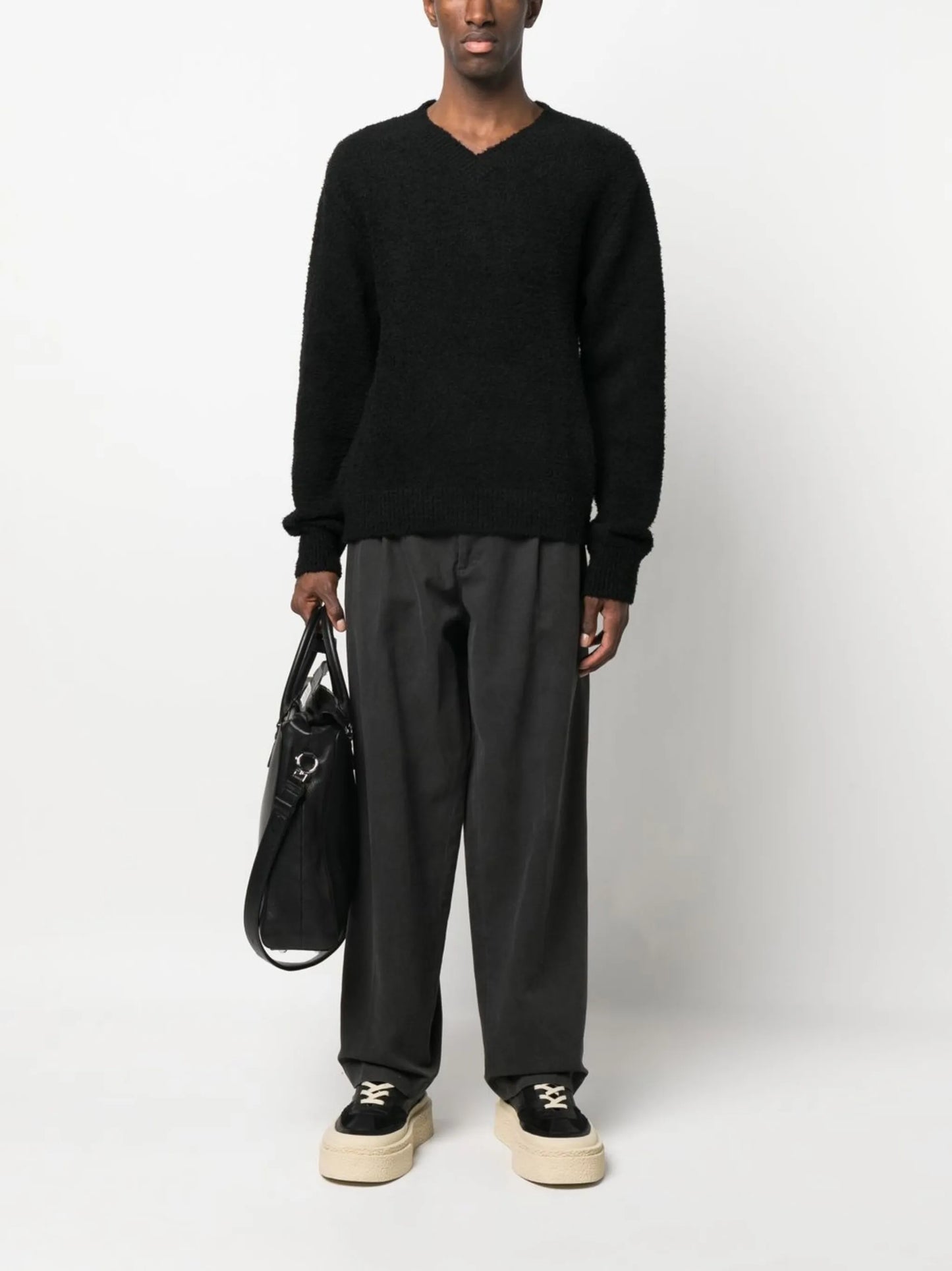 Furry V-neck pullover