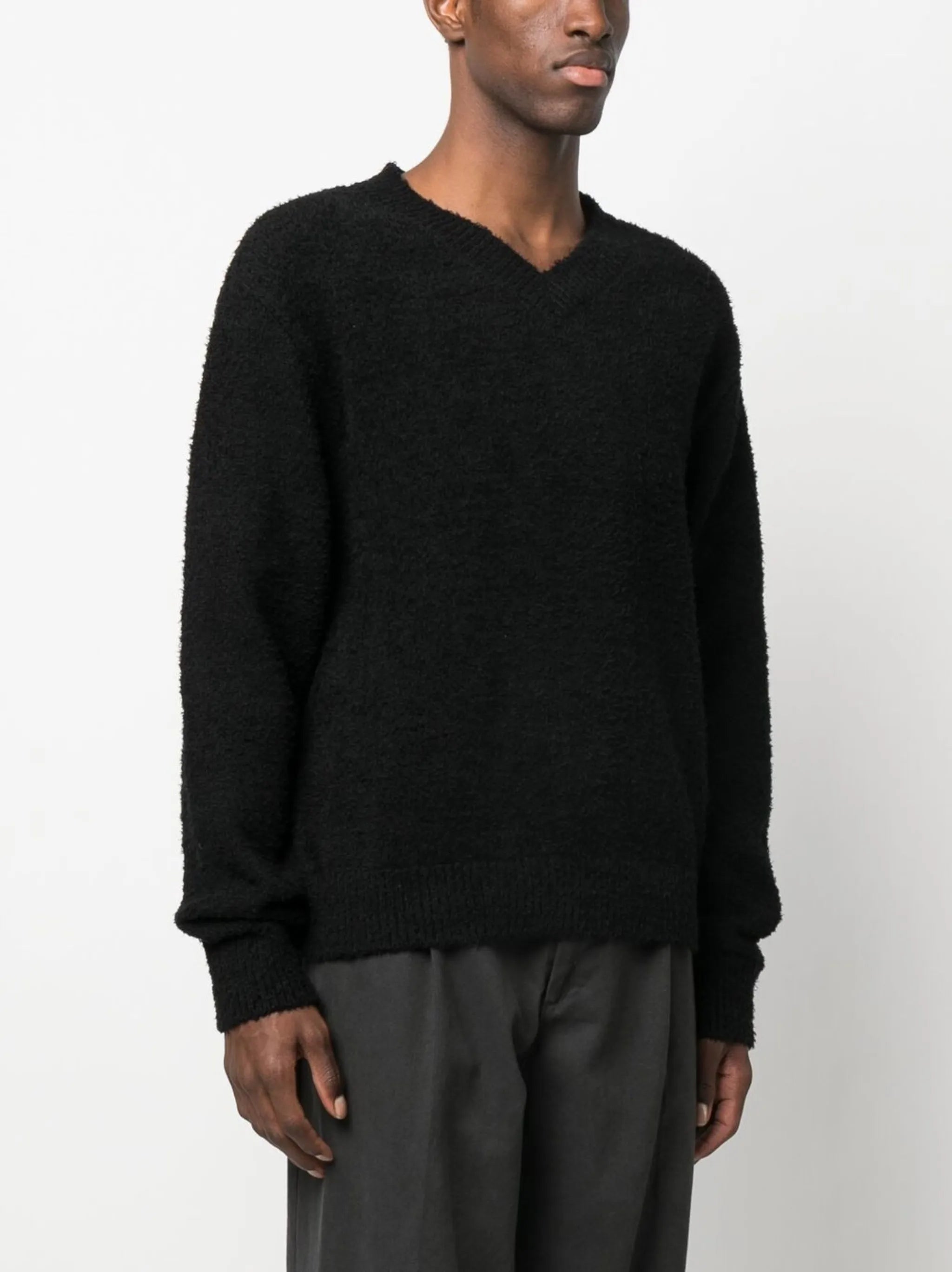 Furry V-neck pullover