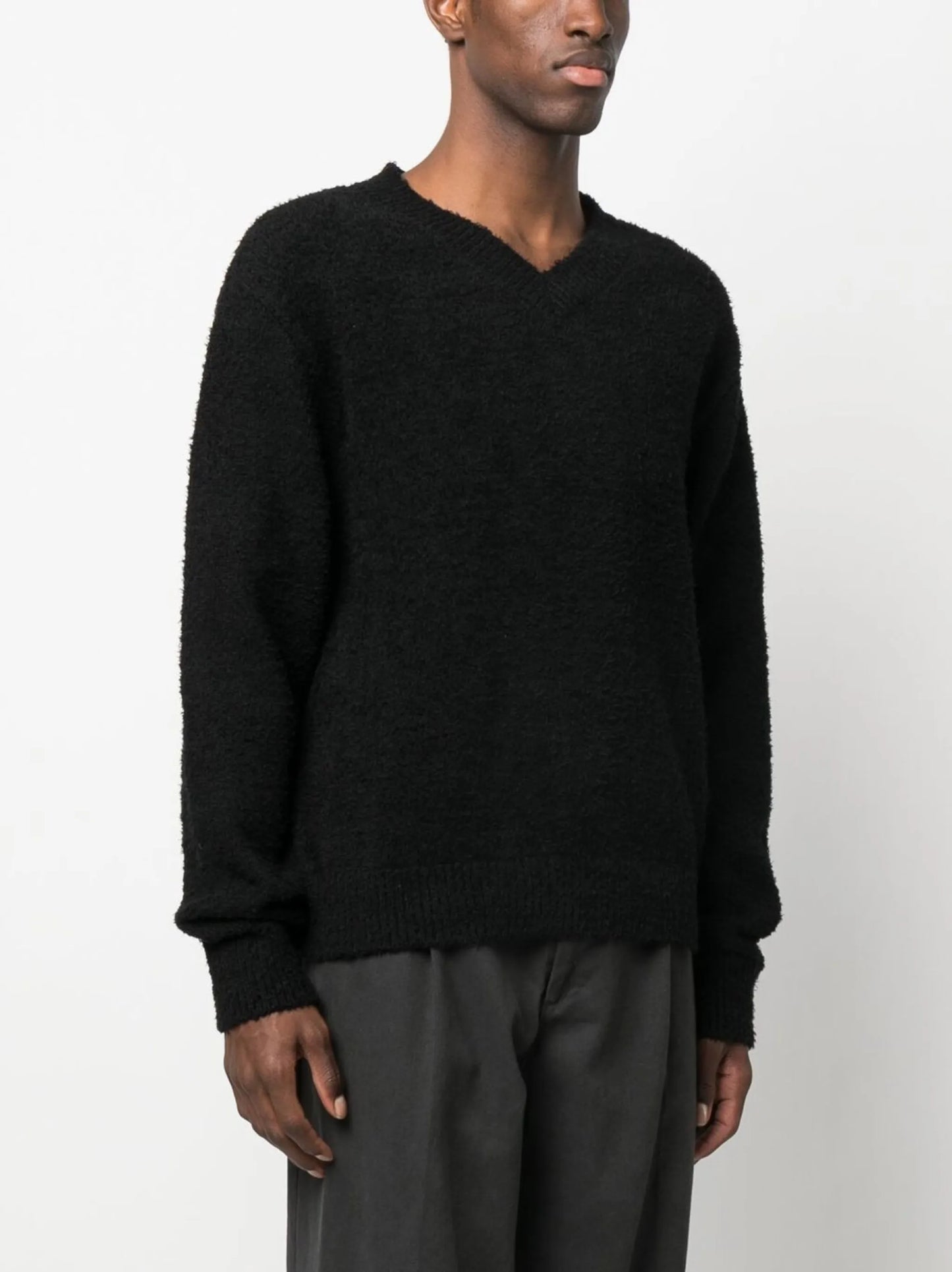 Furry V-neck pullover