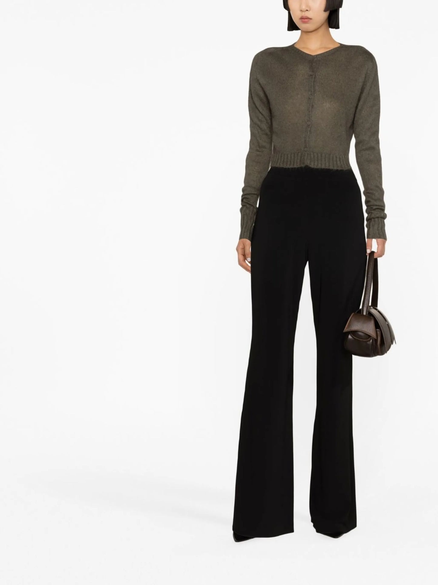 round-neck cropped cardigan