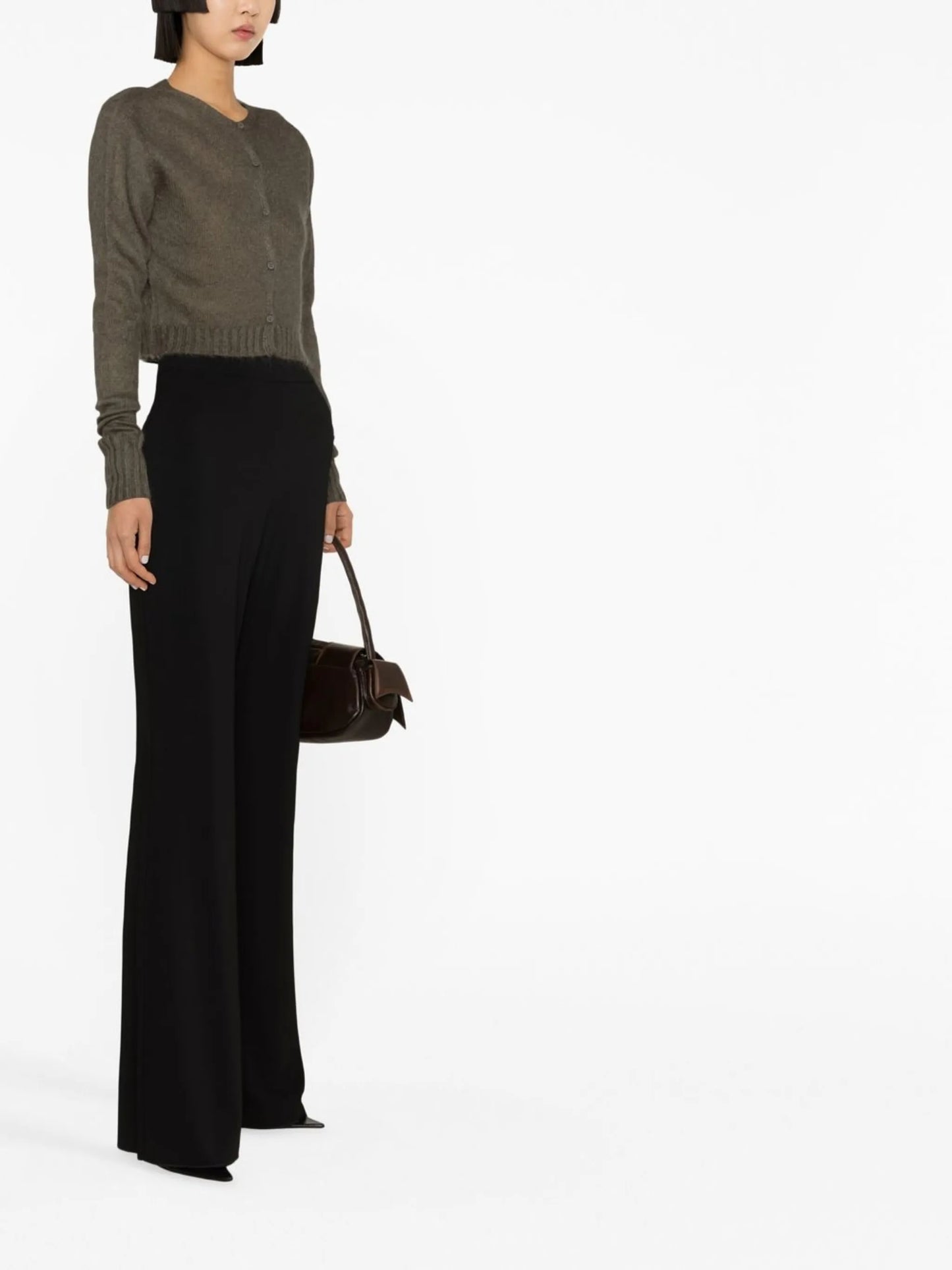 round-neck cropped cardigan