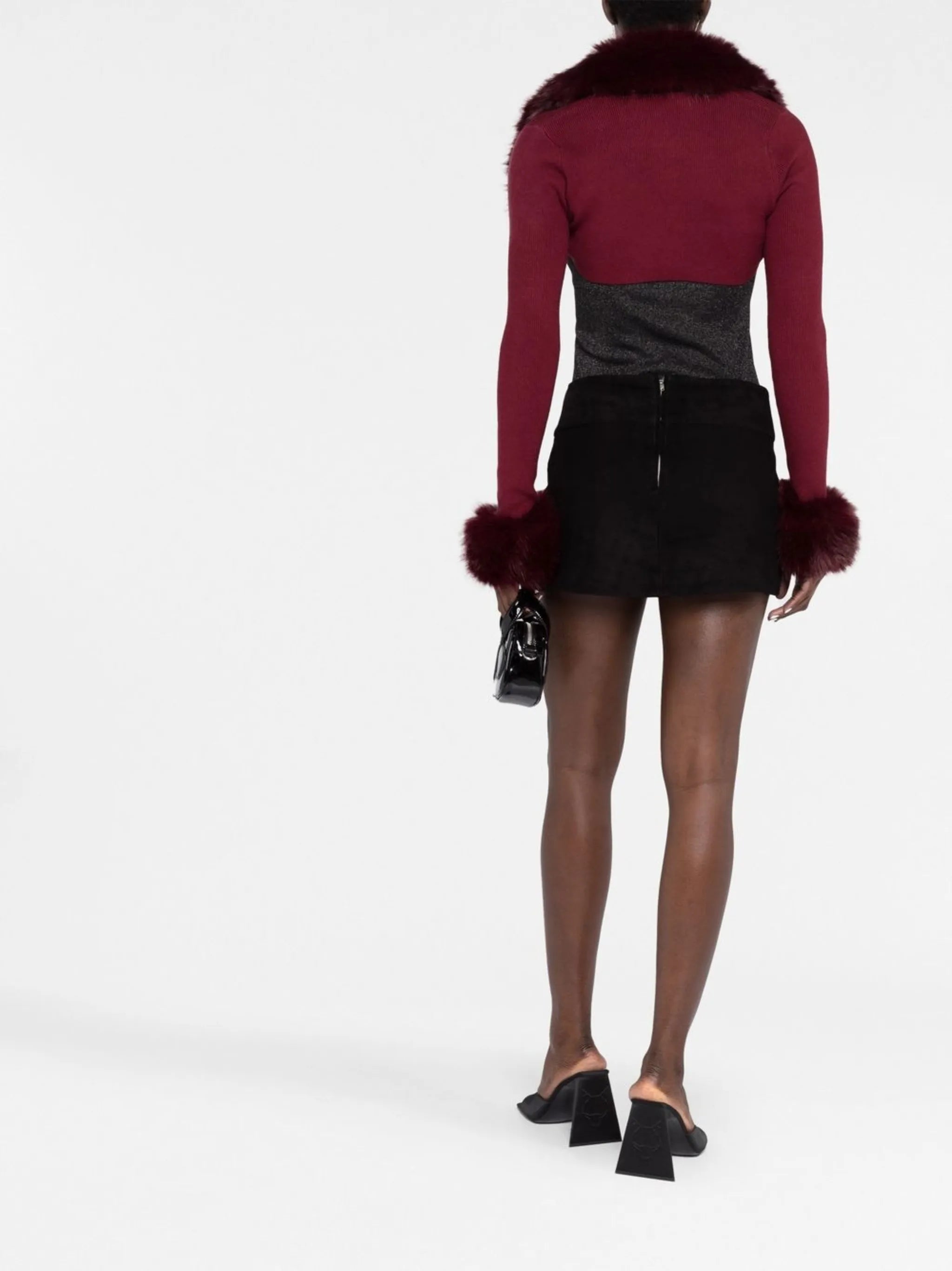 double-slit suede miniskirt