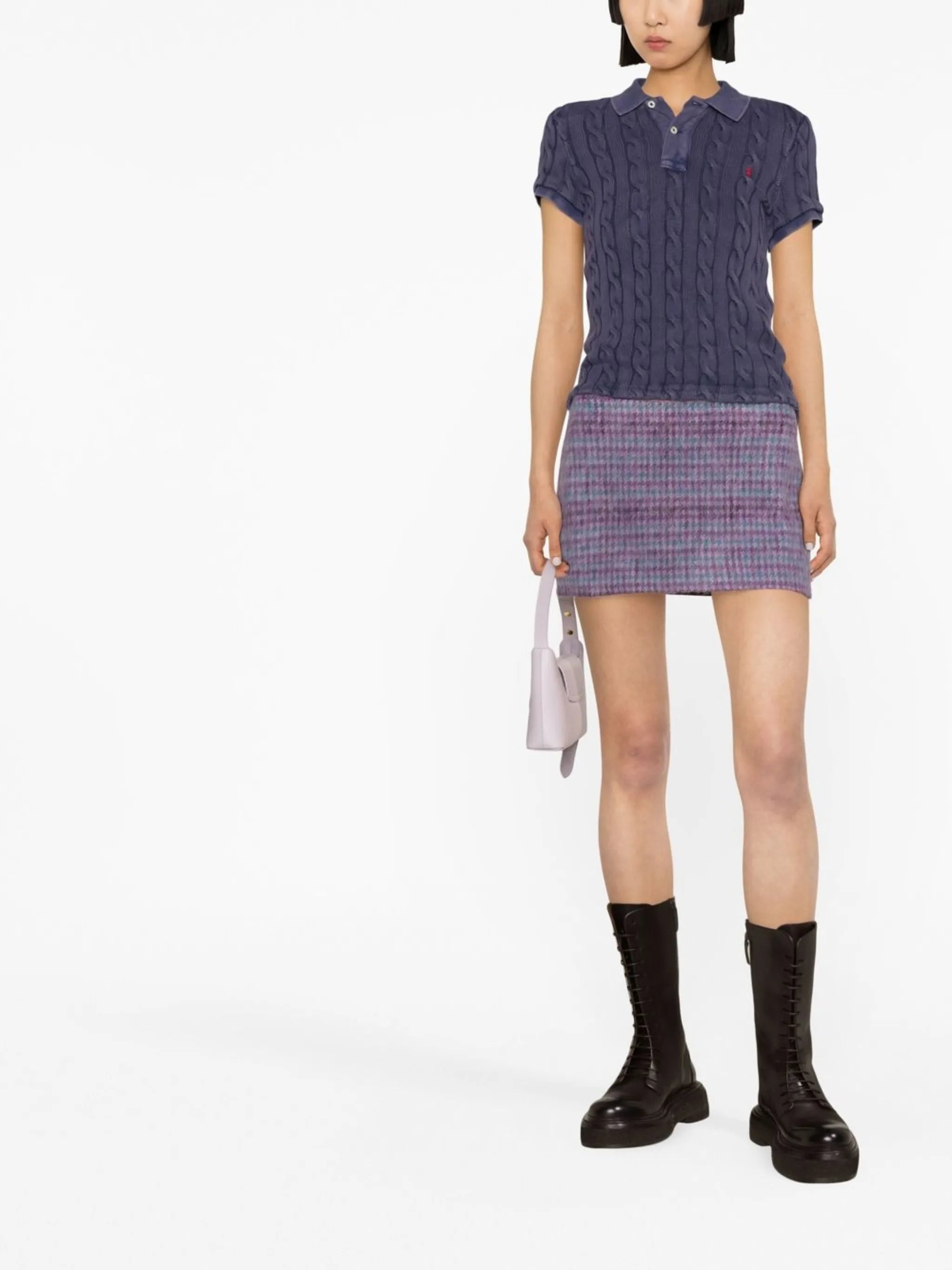 low-rise plaid mini skirt