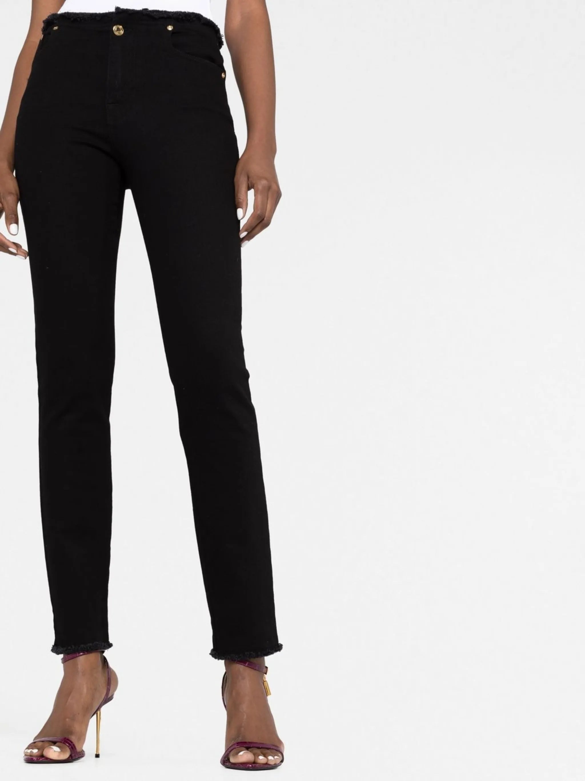 Comfort frayed-hem skinny jeans