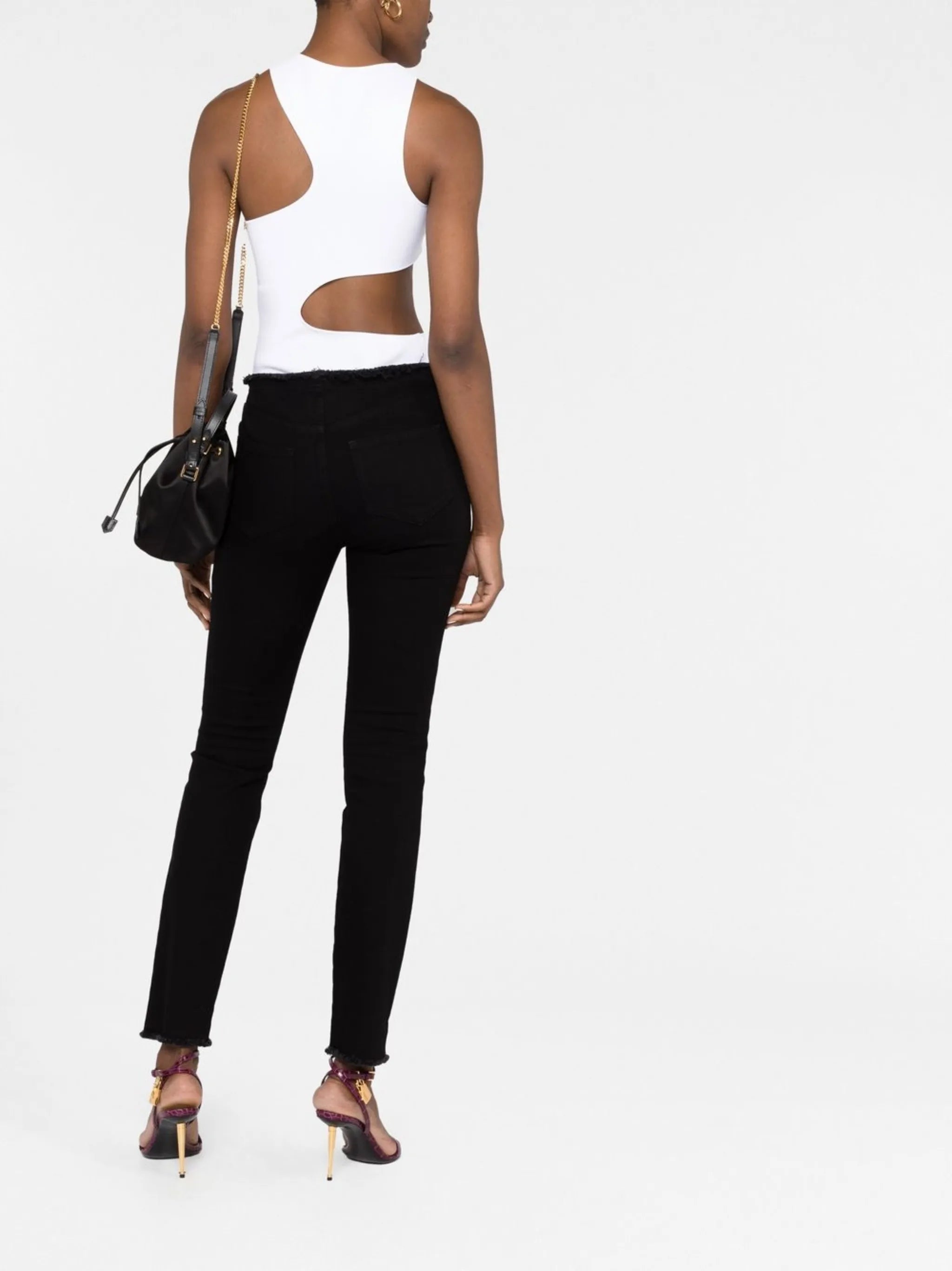 Comfort frayed-hem skinny jeans