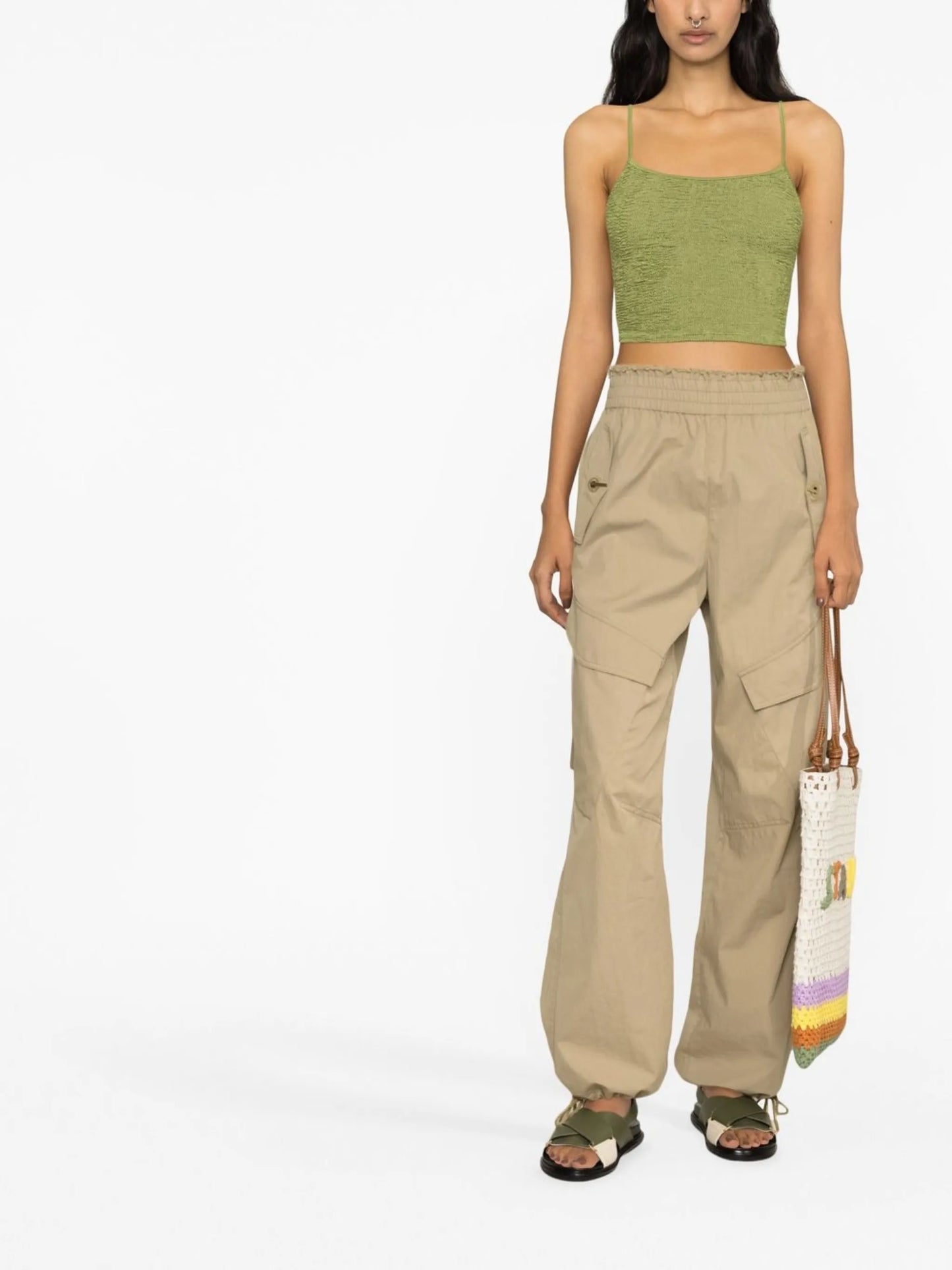 crinkled-detail cropped top