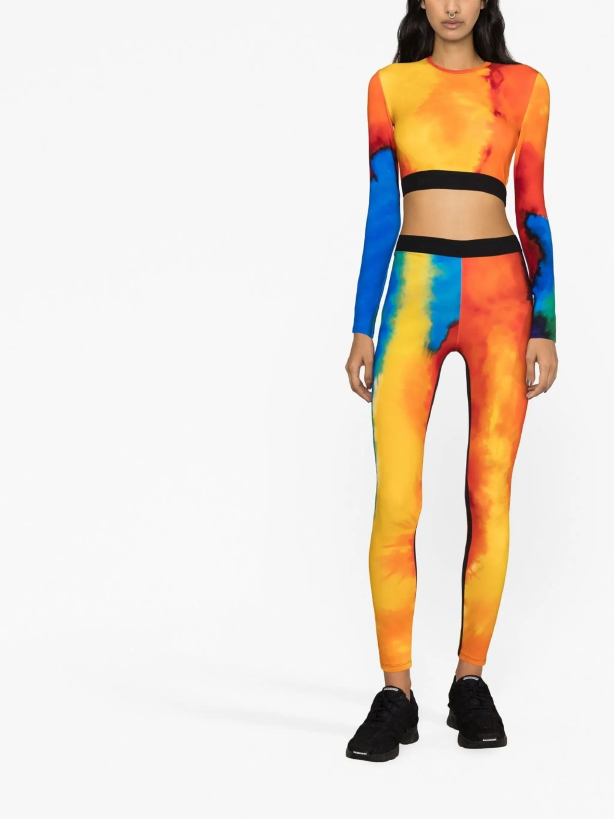 Bodyline panelled rainbow cropped top
