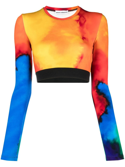 Bodyline panelled rainbow cropped top