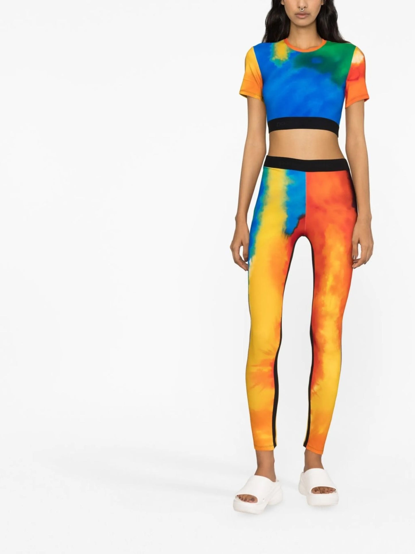 Bodyline panelled rainbow leggings