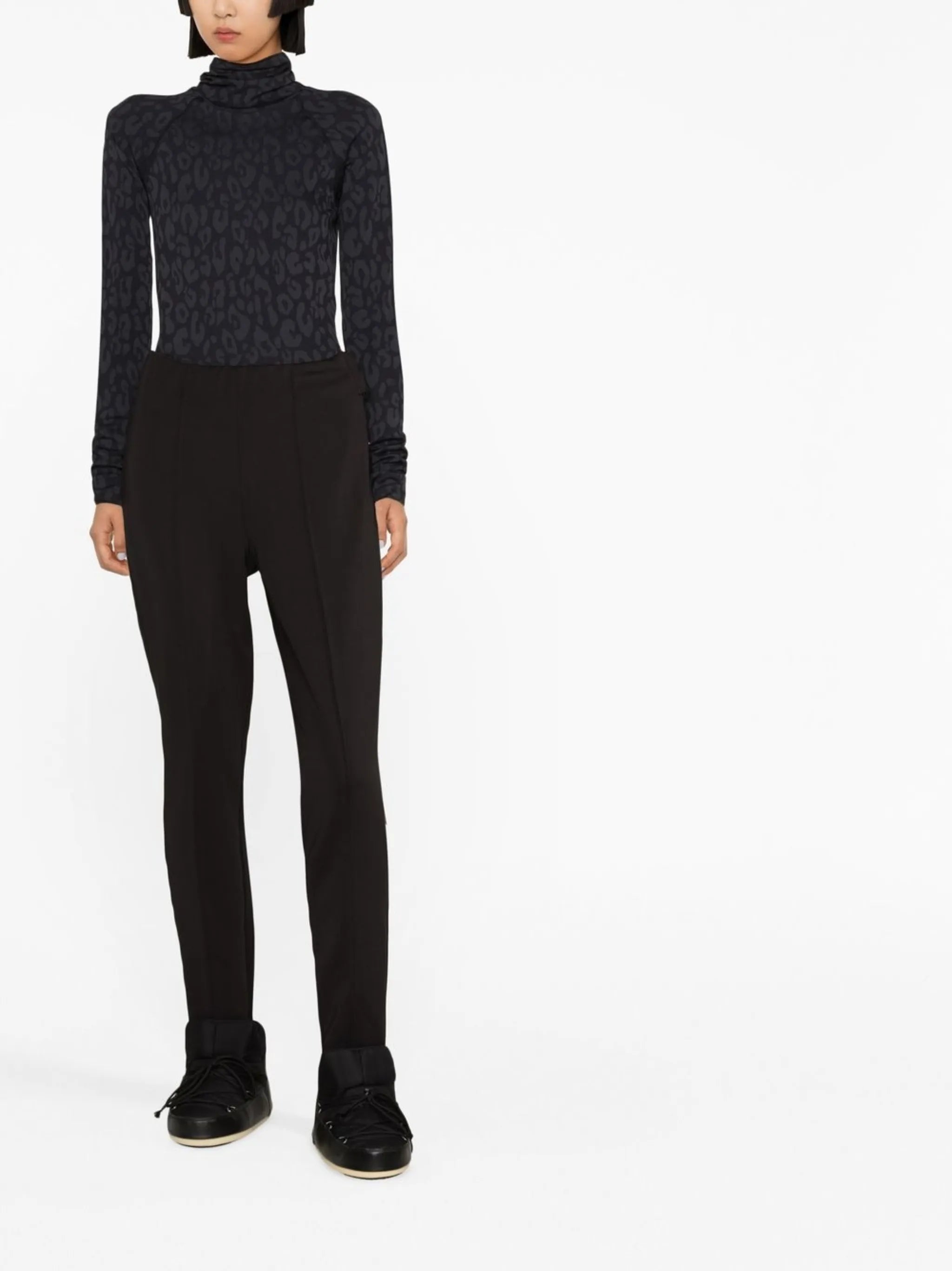 leopard-jacquard base layer top