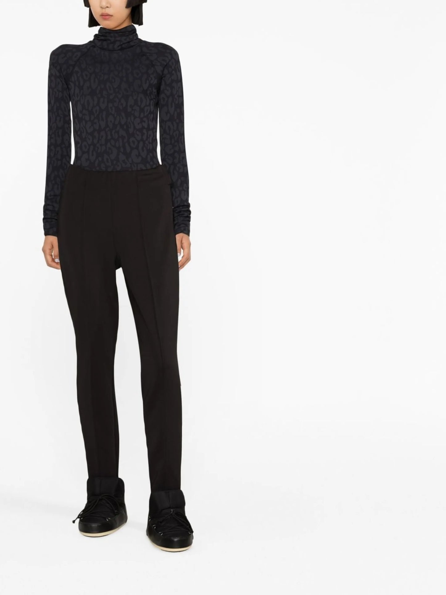 leopard-jacquard base layer top