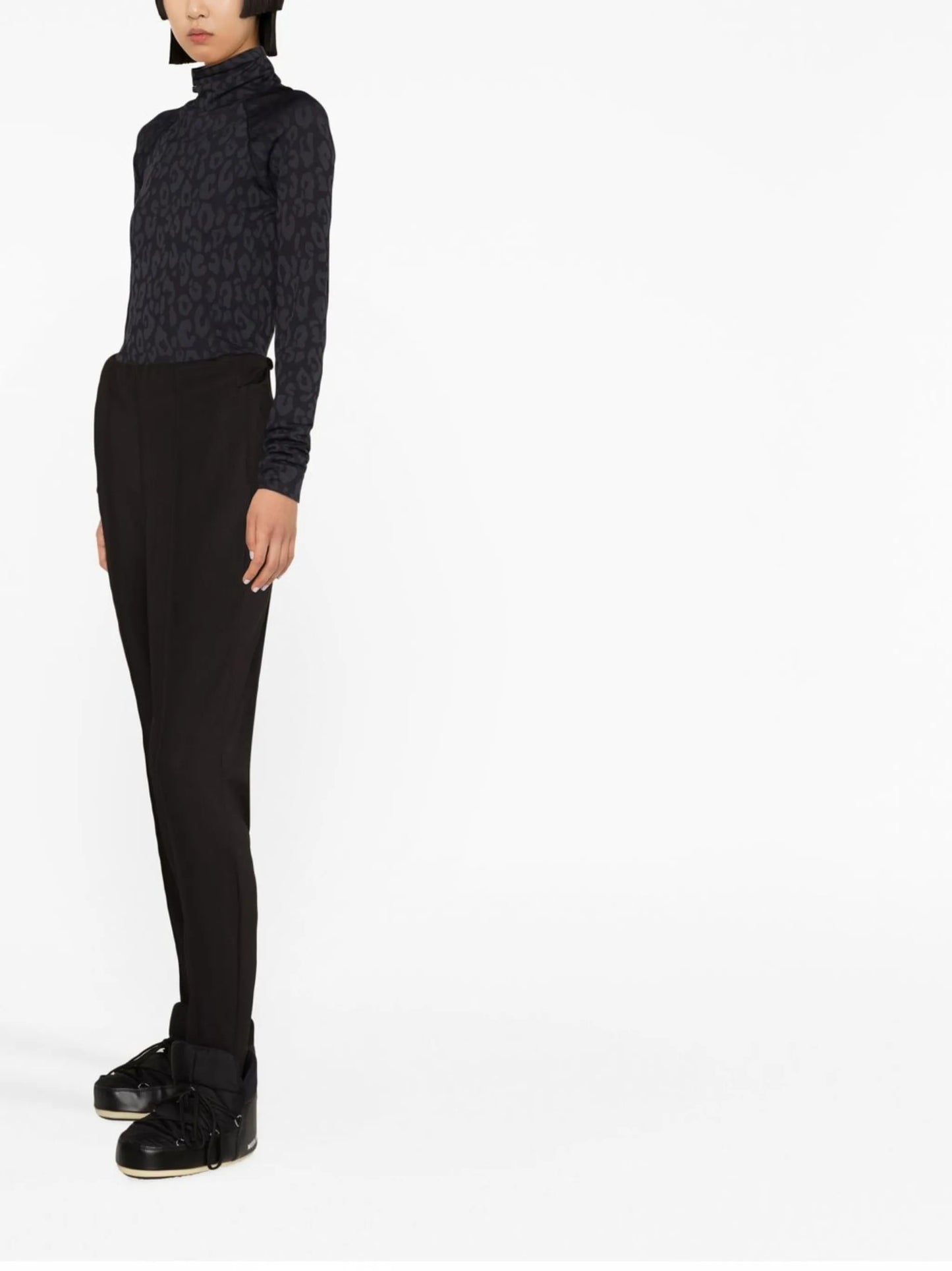 leopard-jacquard base layer top
