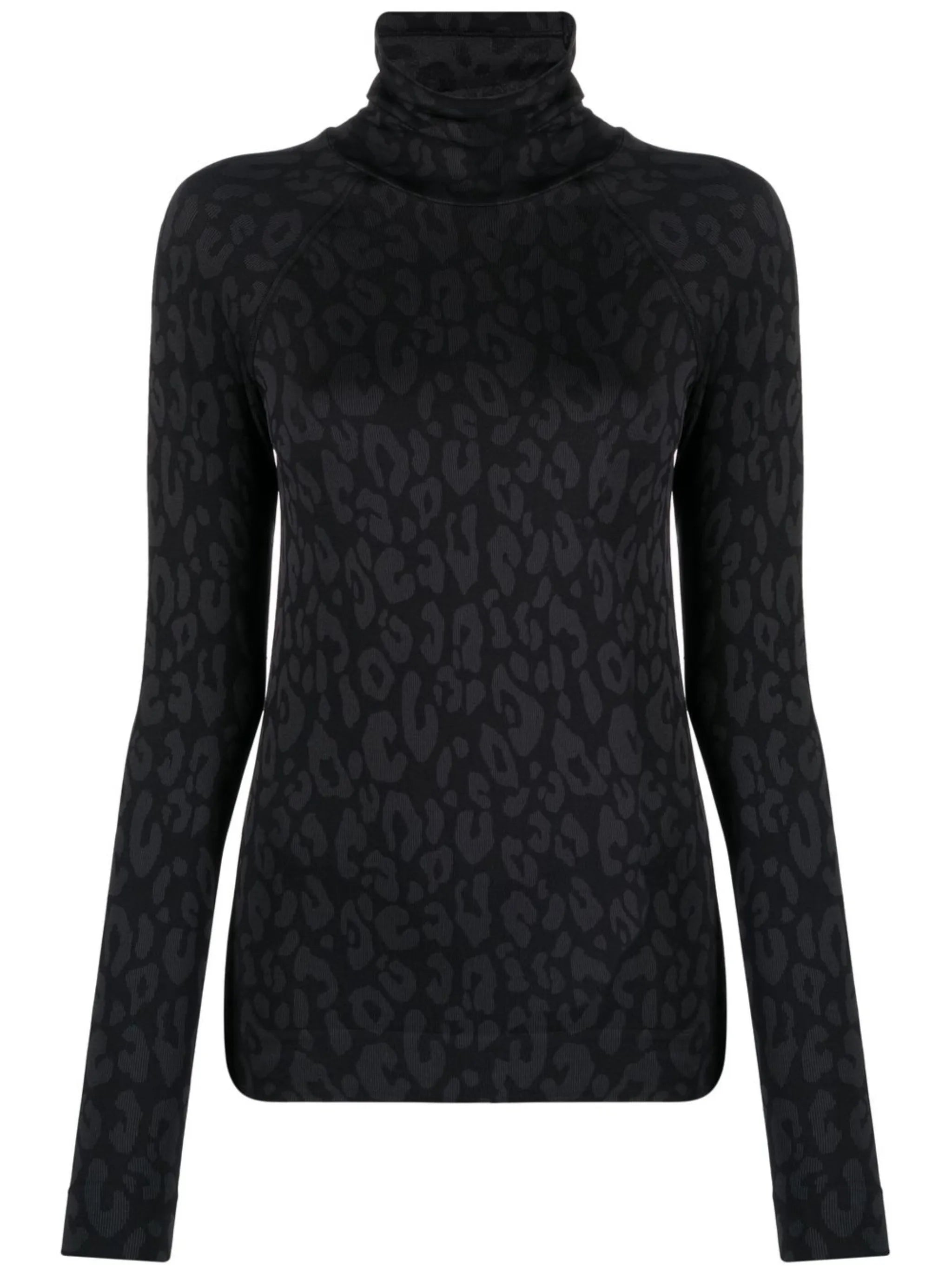 leopard-jacquard base layer top