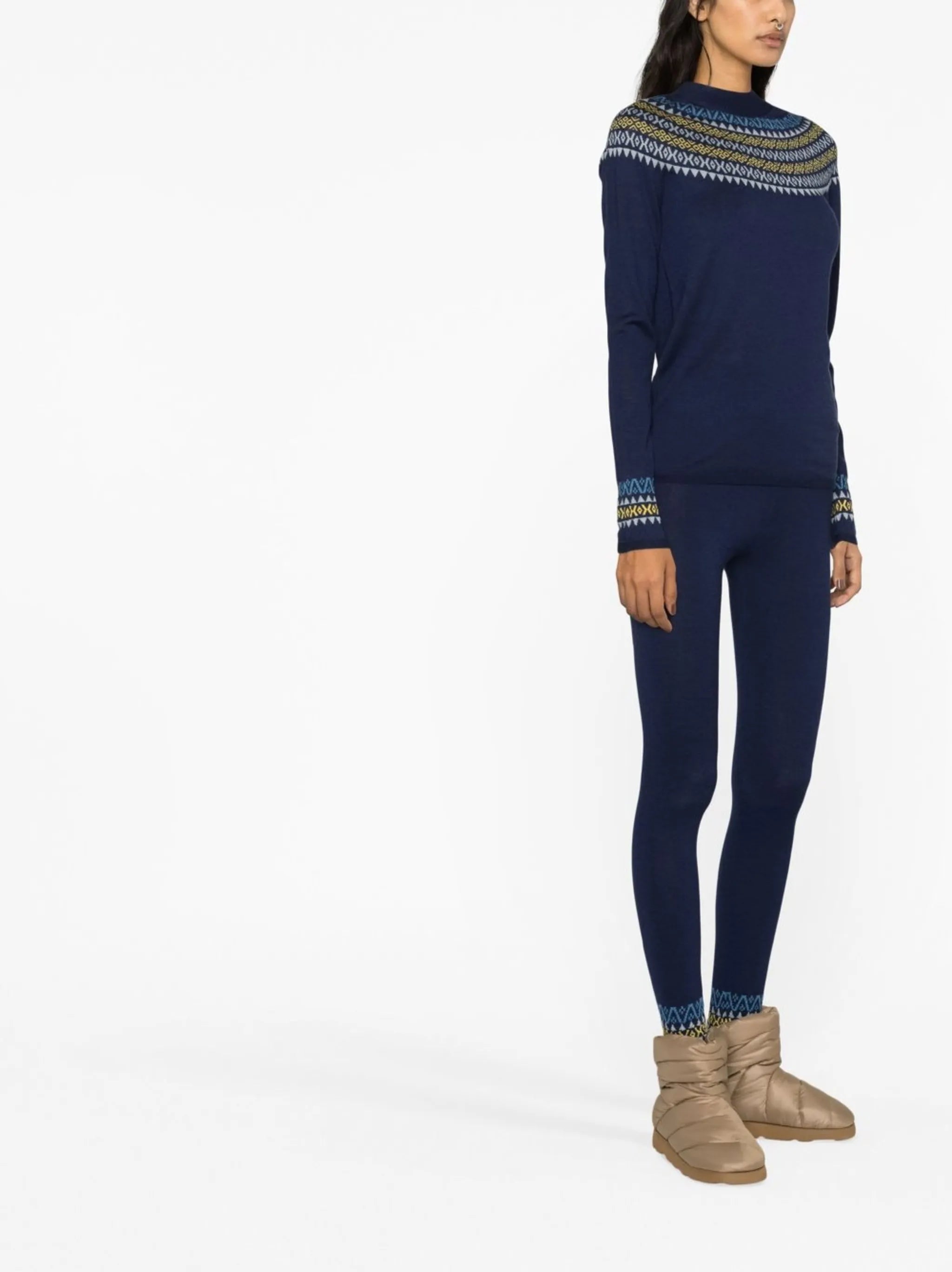 Fair Isle base layer ski leggings