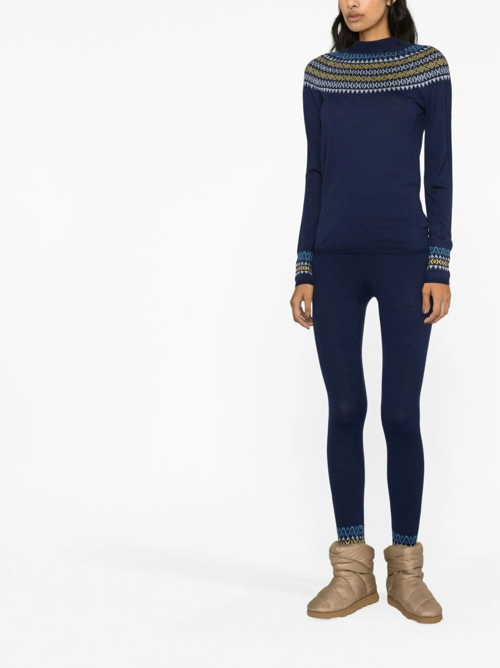 Fair Isle base layer ski leggings