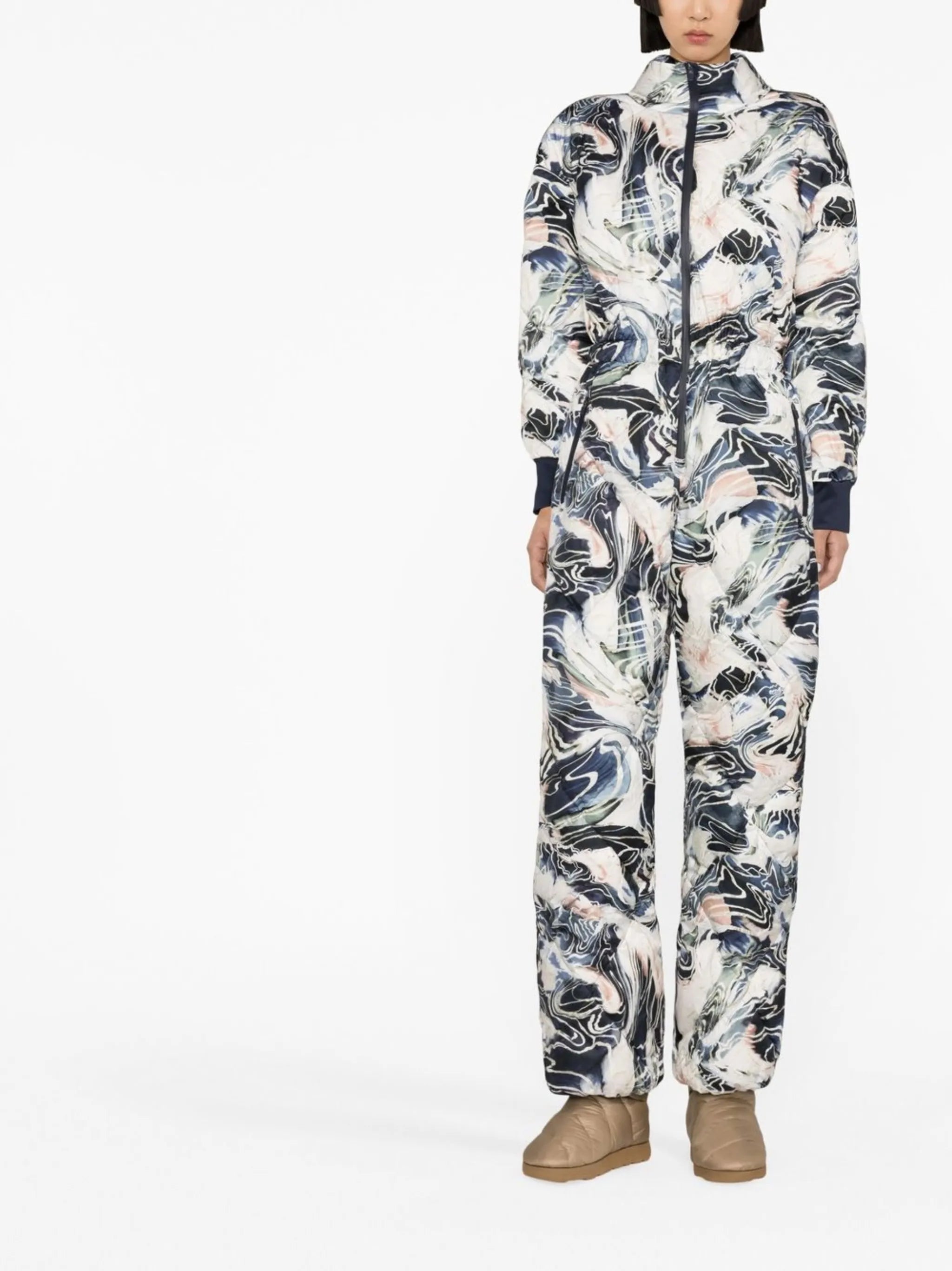 graphic-print ski jumpsuit