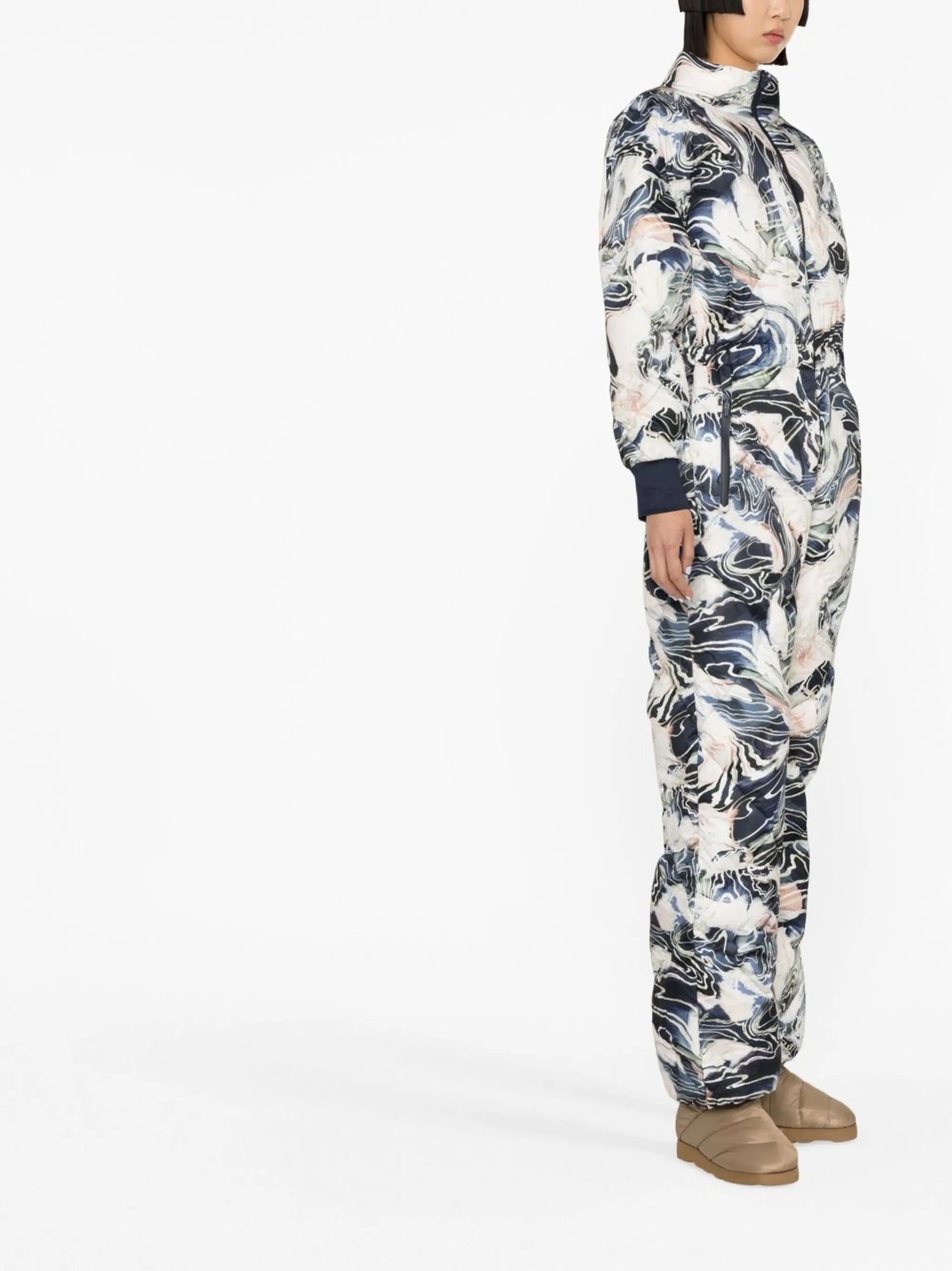 graphic-print ski jumpsuit