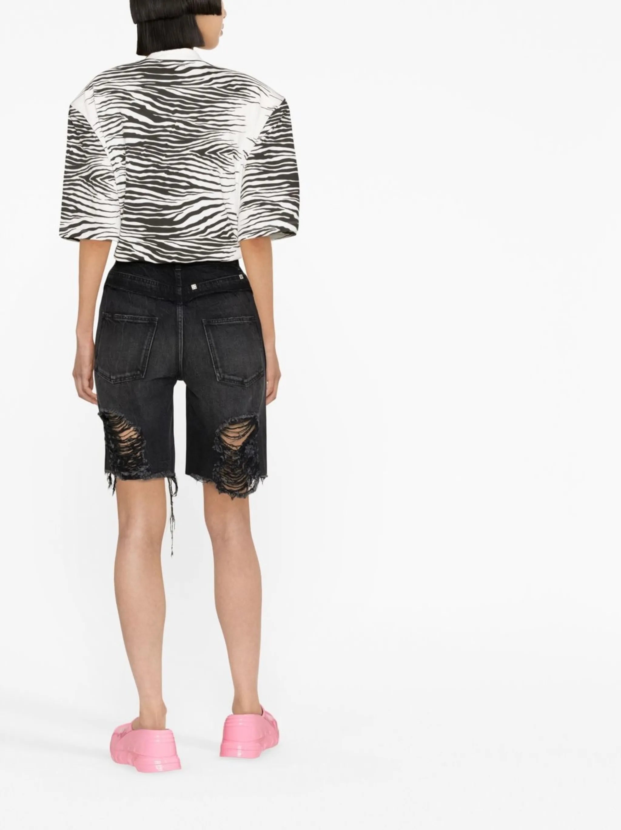 denim knee-length shorts