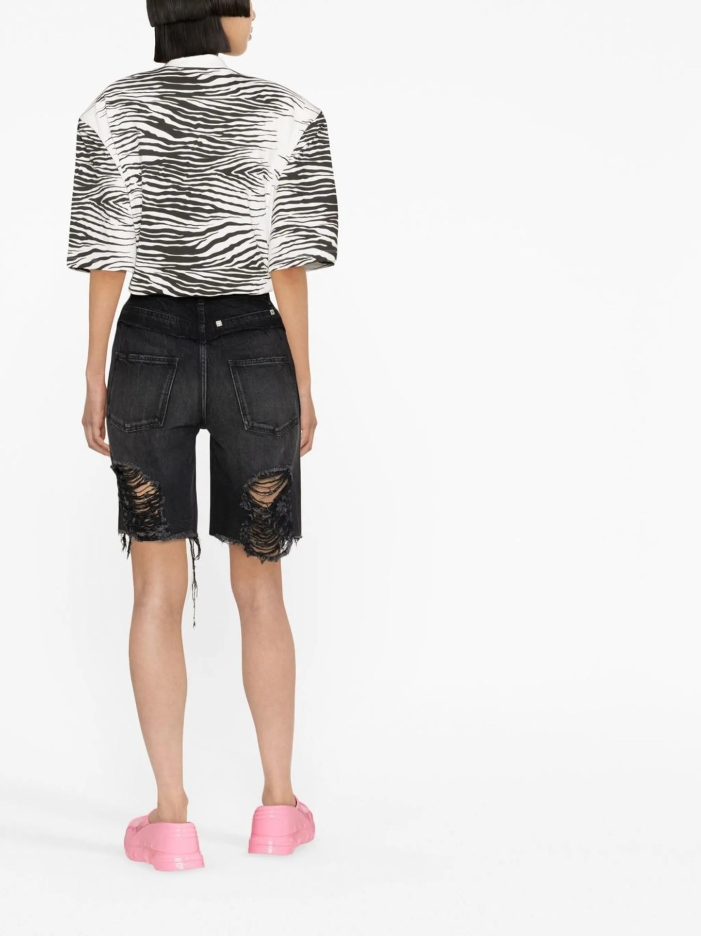 denim knee-length shorts